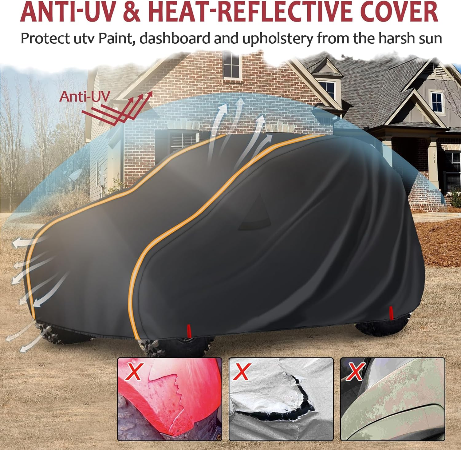 Starknightmt UTV Cover 2 Seater, Full Cover Compatible with Can Am Maverick X3 /Turbo / 900, Kawasaki, CFMOTO, RZR, Talon, SXS Heavy-Duty All Weather Protection Cover 2-3 Seater