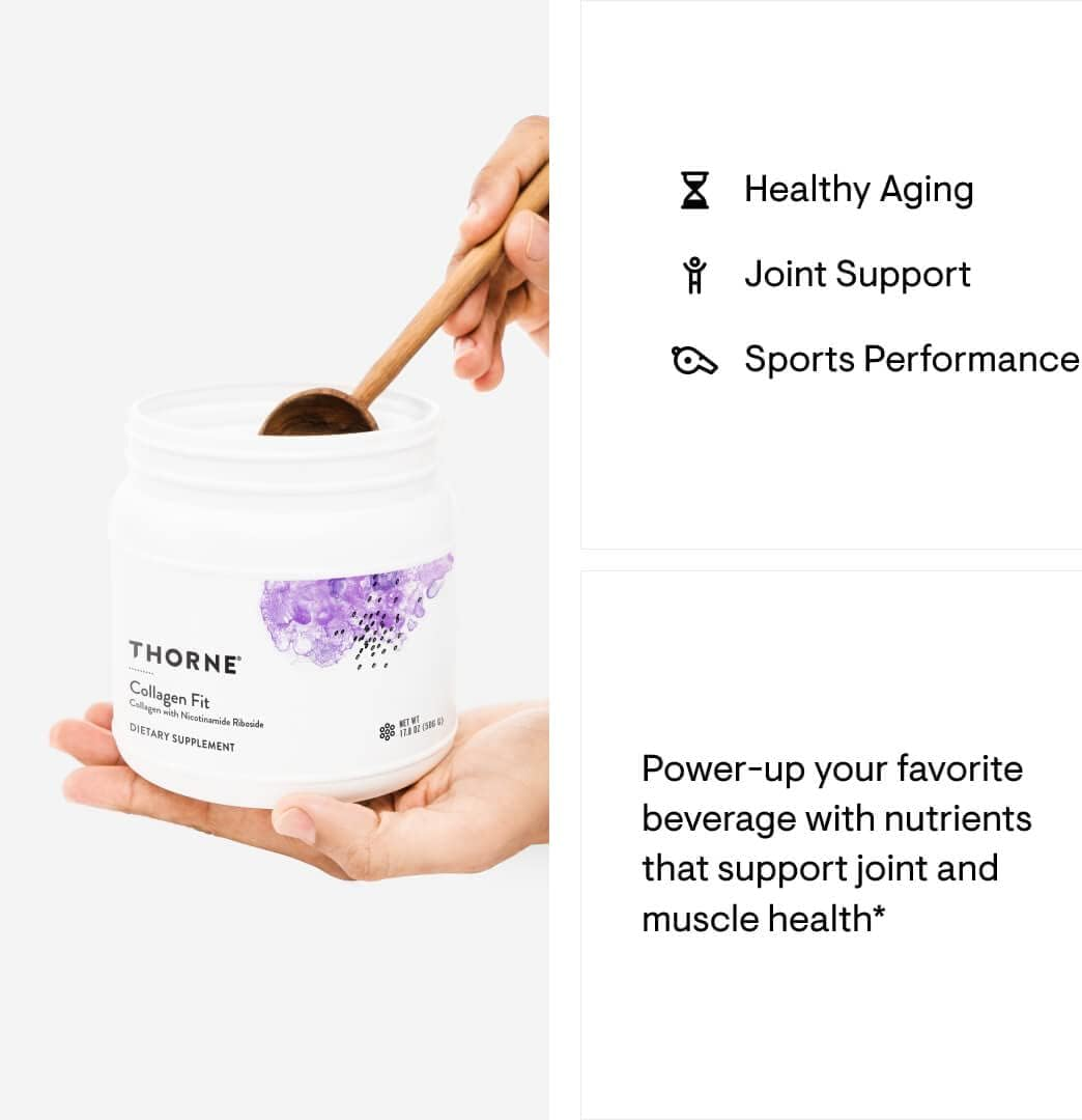 Thorne Collagen Fit - Unflavored Collagen Peptides Powder with Nicotinamide Riboside -15G of Collagen Peptides and 14G Protein per Serving - 17.8 Oz - 30 Servings image number 5