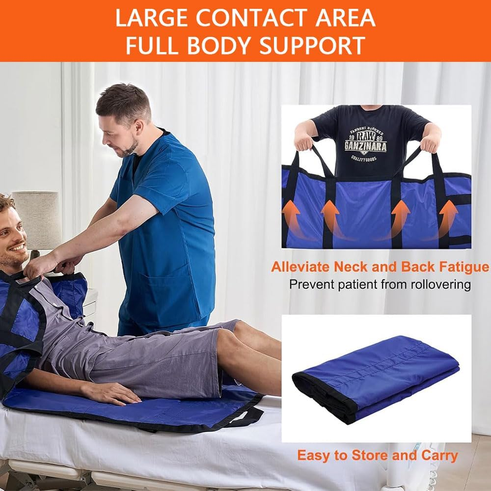 Positioning Bed Pads for Elderly, 48X40 Inch Slide Sheets for Moving Patients with Reinforced Handles, Reusable & Washable Patient Turning Device image number 3