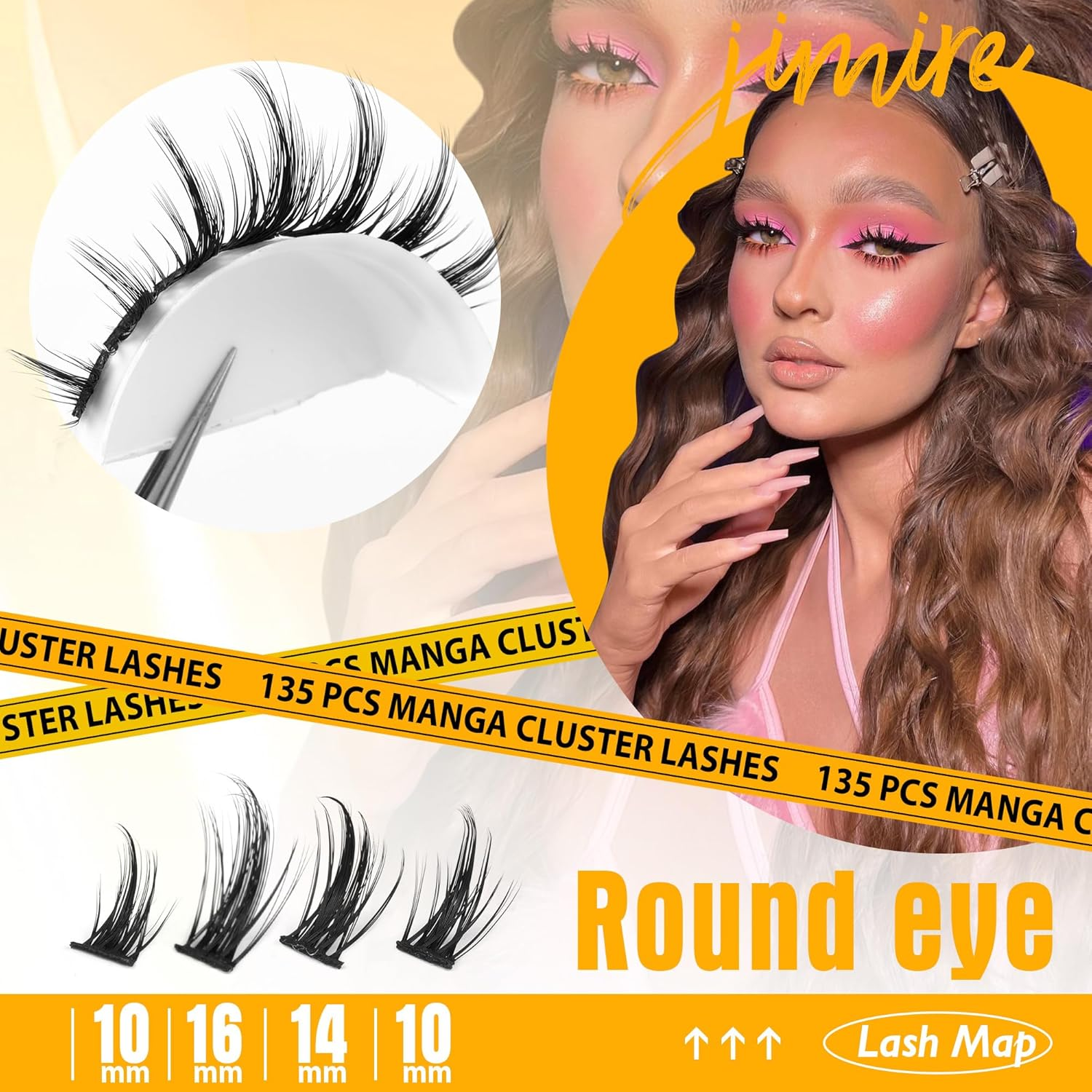 JIMIRE Manga Lash Clusters Natural Look Anime Japanese Eyelash Clusters 10-16MM D Curl Cluster Eyelash Extensions Cute Individual Manga Lashes for Cosplay image number 5