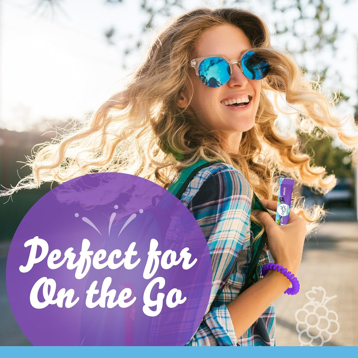 Crystal Light On-The-Go Sugar-Free Grape Energy Drink Mix with Caffeine, 1.1 Oz,Pack of 12 image number 1