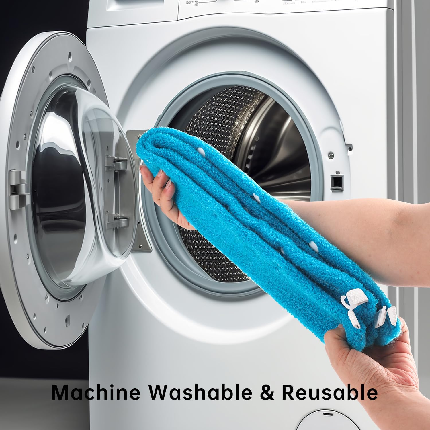 Toilet Seat Cover,Bathroom Soft Thicker Warmer with Snaps Fixed Stretchable Washable Fiber Cloth Toilet Seat Covers Pads Easy Installation& Cleaning (Sky Blue) (MTD21A)