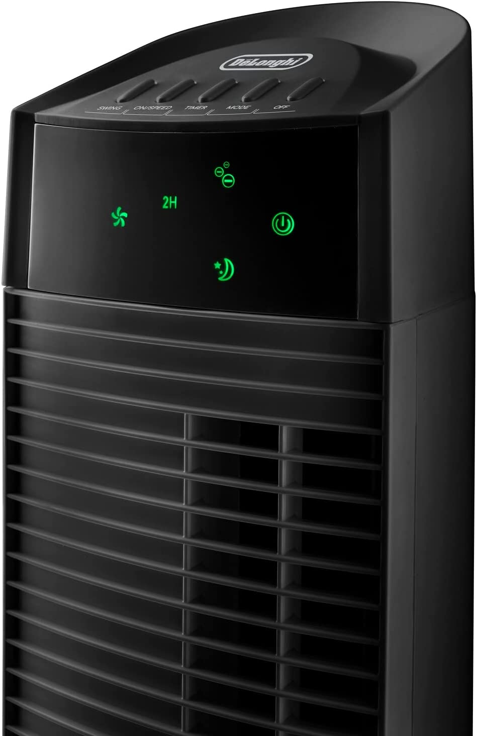 De&rsquo;Longhi Oscillating Tower Fan DETF111.BK with Ioniser for Better Air Quality, 3 Fan Speeds, Led Display, Auto-Off Settings and Remote Control, Black