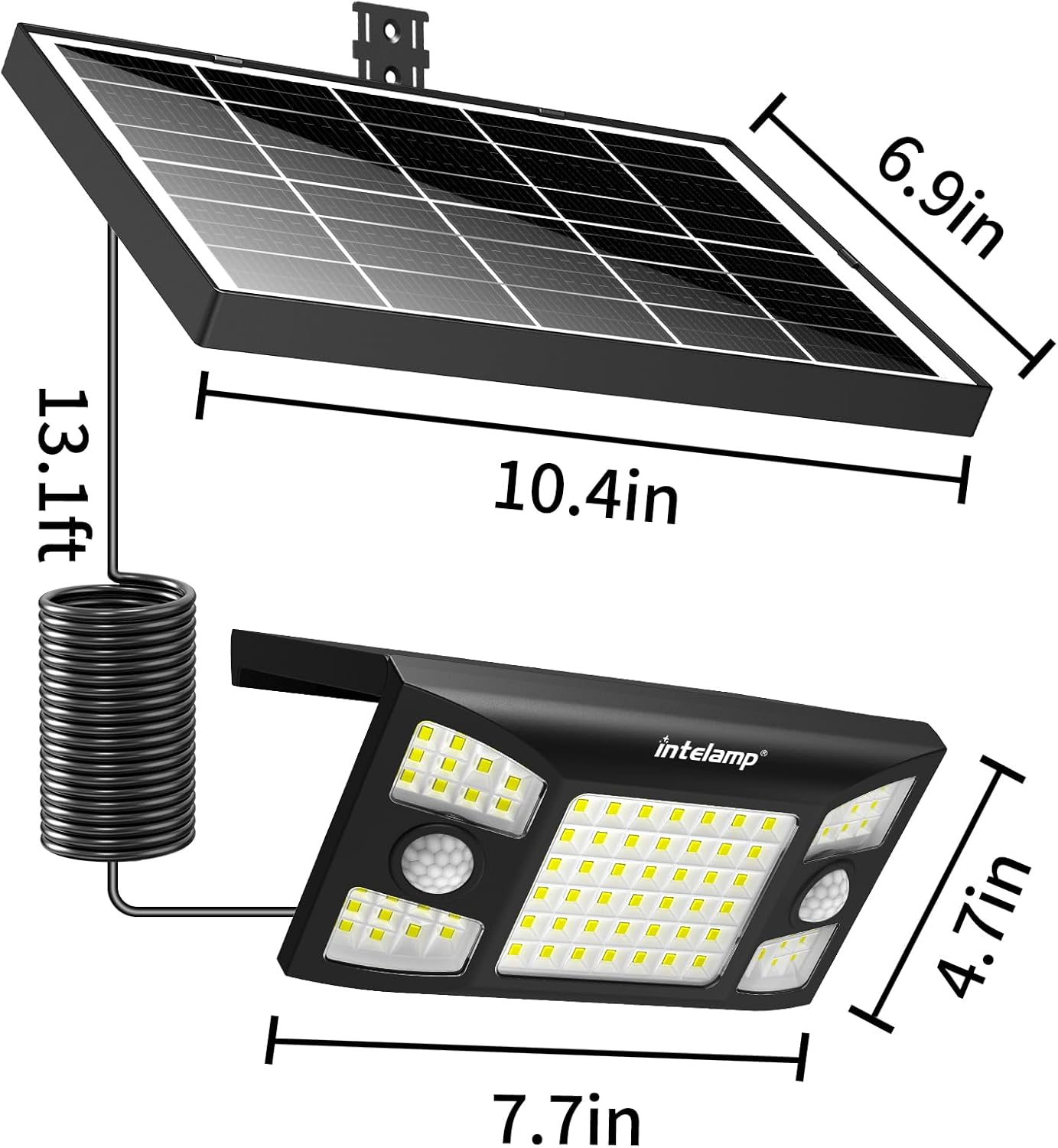 Intelamp Outdoor Solar Light, Three Modes, 180&deg; Dual Motion Sensor Solar Light with Independent Solar Panel, Solar Flood Light for Yard, Garage, Garden image number 5