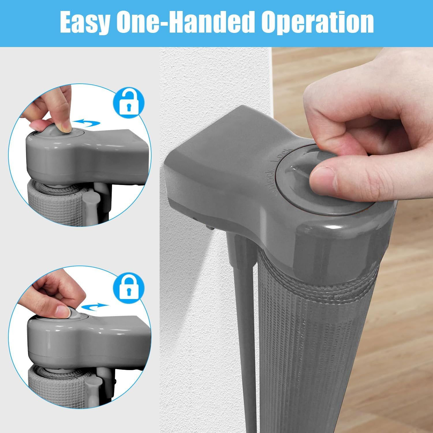 Universal Fit Retractable Baby Gate - Extra Wide Coverage up to 177" - Easy Install Durable Mesh Material for Dogs Indoor with Door (Grey, 86CM X 450CM) image number 3