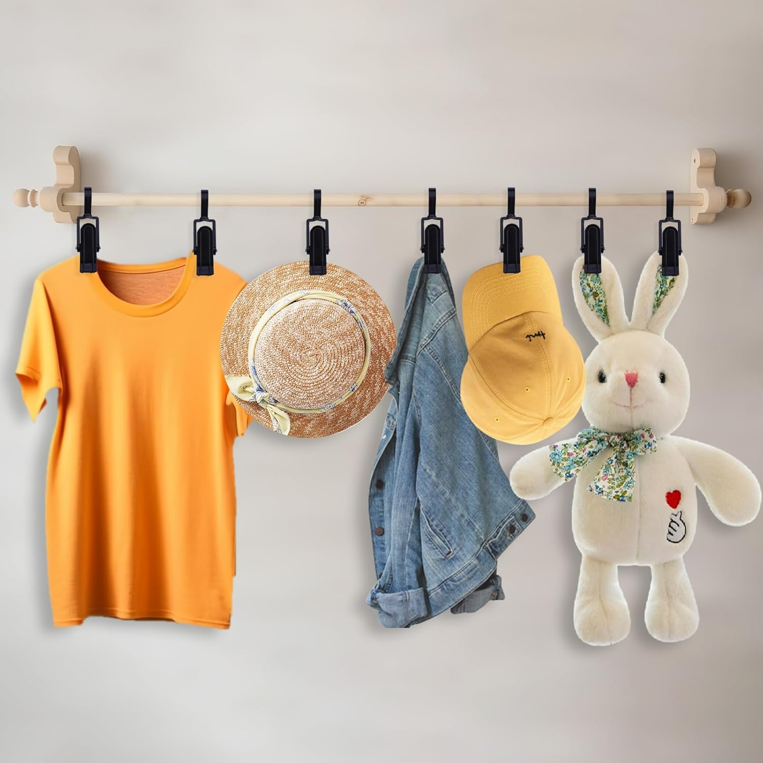 20 Pcs Super Strong Plastic Swivel Hanging Hooks, Curtain Clips, Clothes Pins, Beach Towel Clips, Home Swivel Laundry Clips for Hats, Pants, Towels, Socks, Pants (Black+20) - Black image number 2