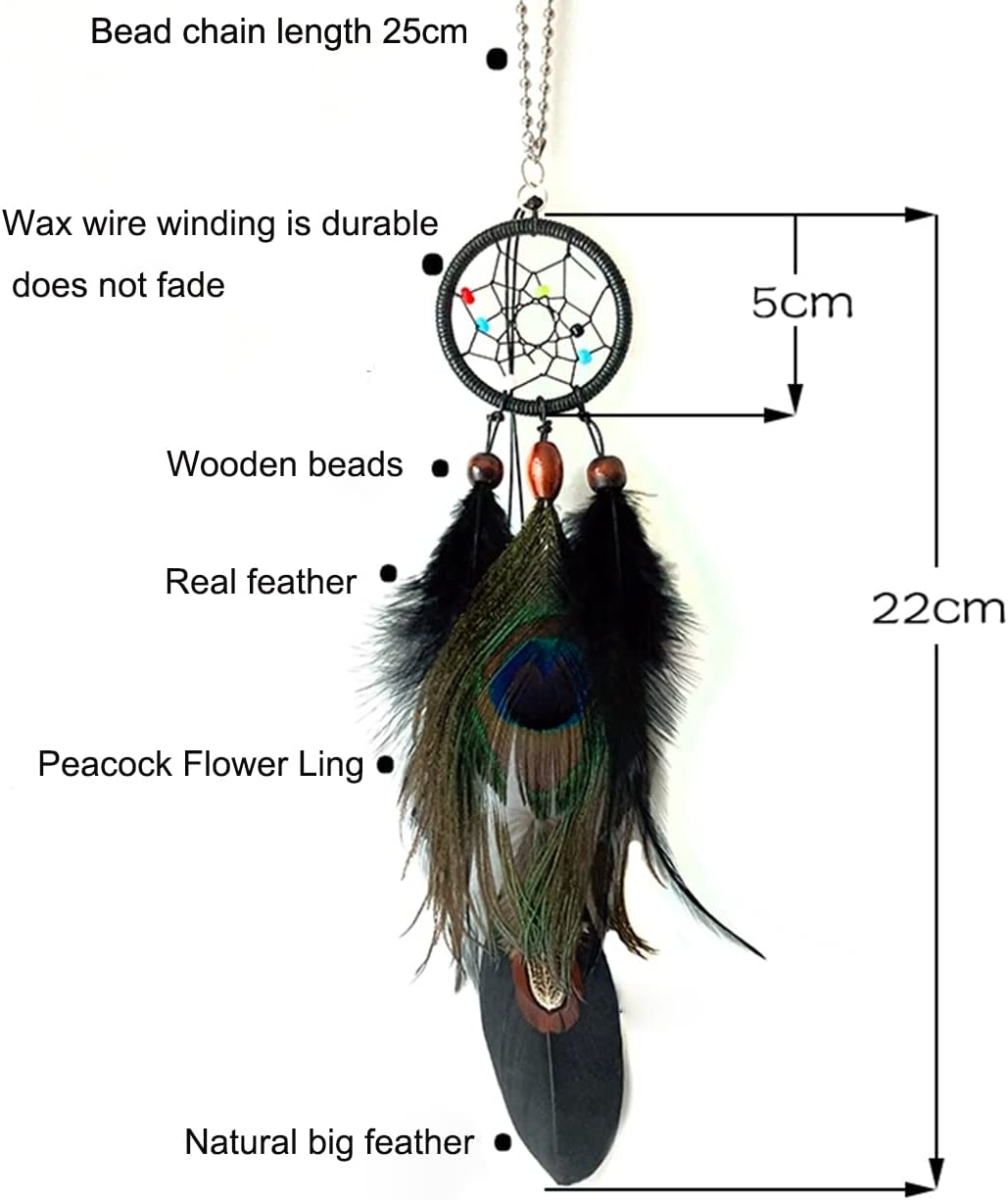 Dream Catcher Car Rear View Mirror Pendant Car Charm with Crystal Beads Small Dream Catchers for Rearview Mirror Hanging Kids Bedroom Decor (Black) image number 6