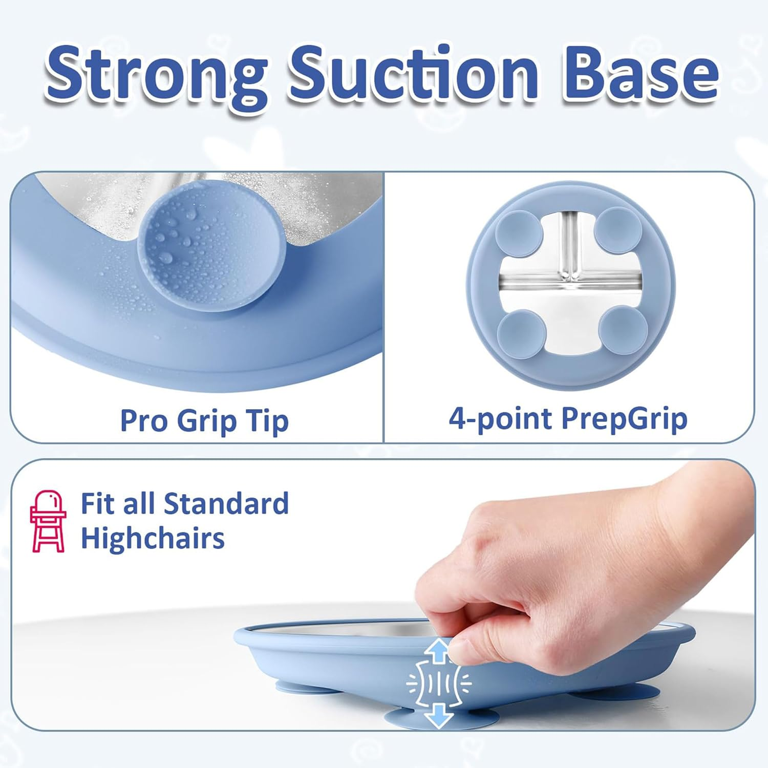 Stainless Steel Baby Plate with Suction, 9&rdquo; Divided Toddler Plates with Removable Silicone Sleeves for Kids, Non-Toxic Non-Slip Unbreakable Dishwasher Safe Dinnerware(Blue & Gray & Beige-9In) image number 6