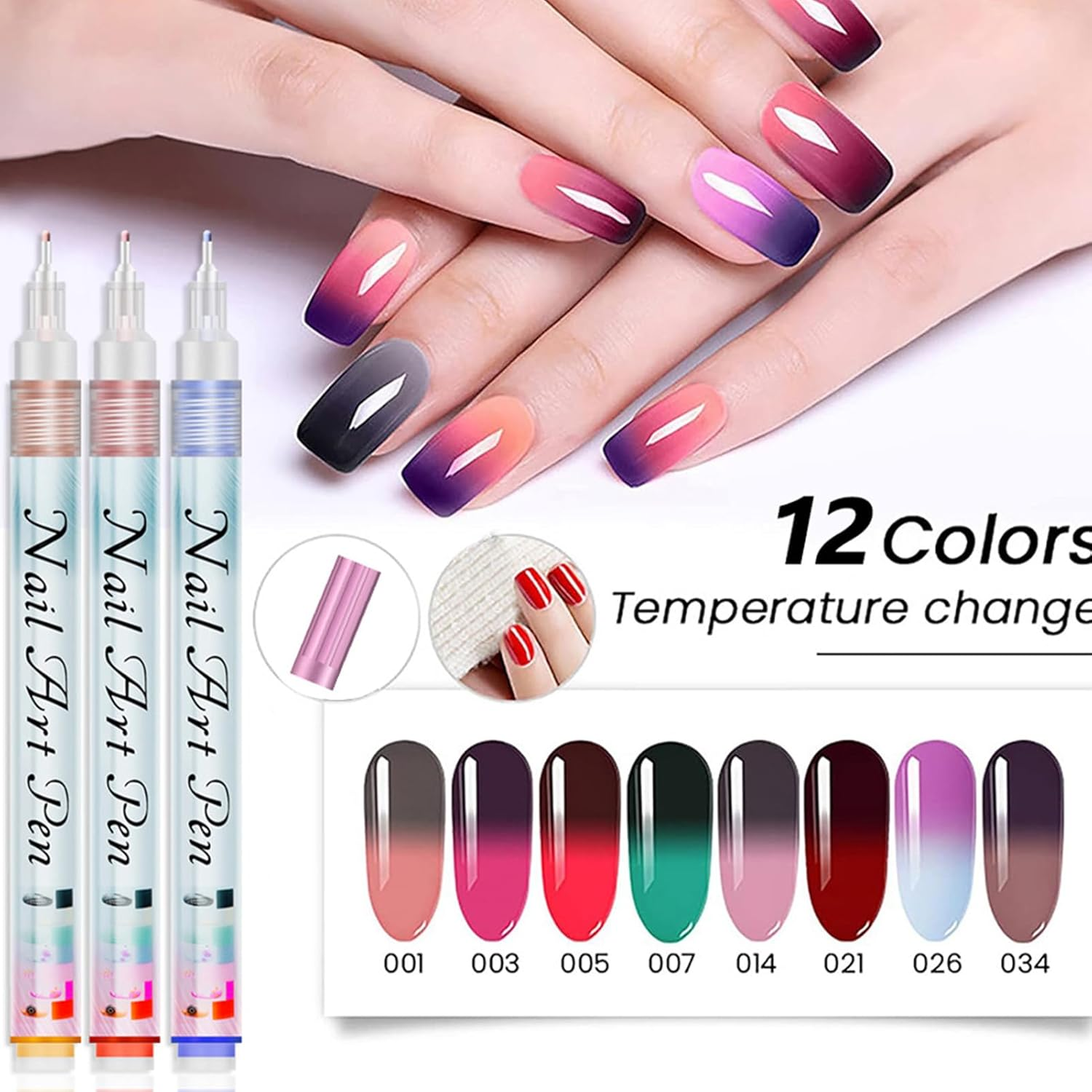 Nail Polish Pens for Women,12 Colors Waterproof Nail Polish Art Pens | 0.5Mm Toes Top Drawing Markers Graffiti Set for Thin Detail image number 2
