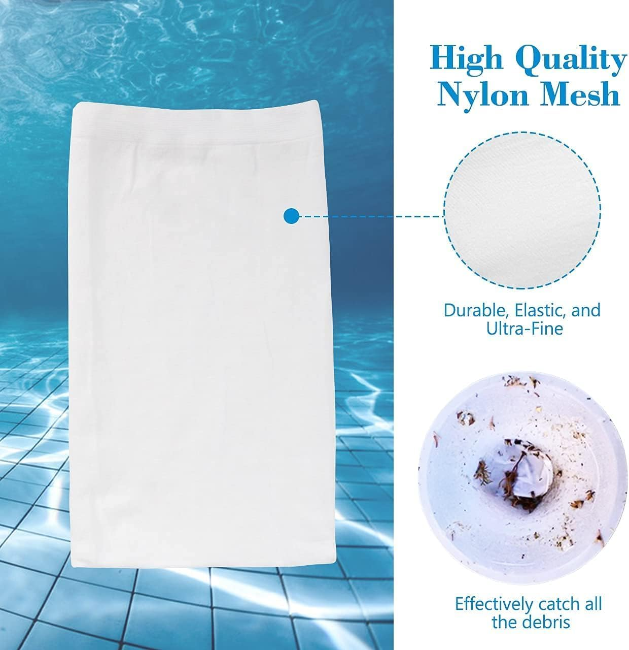 20Pcs Pool Filtersaver Socks Net,Pool Skimmer Socks,Pool Filter Basket Saver Socks,Net for Filter Skimmer Basket,Pool Skimmer Baskets Accessories for Debris and Leaves Inground image number 2