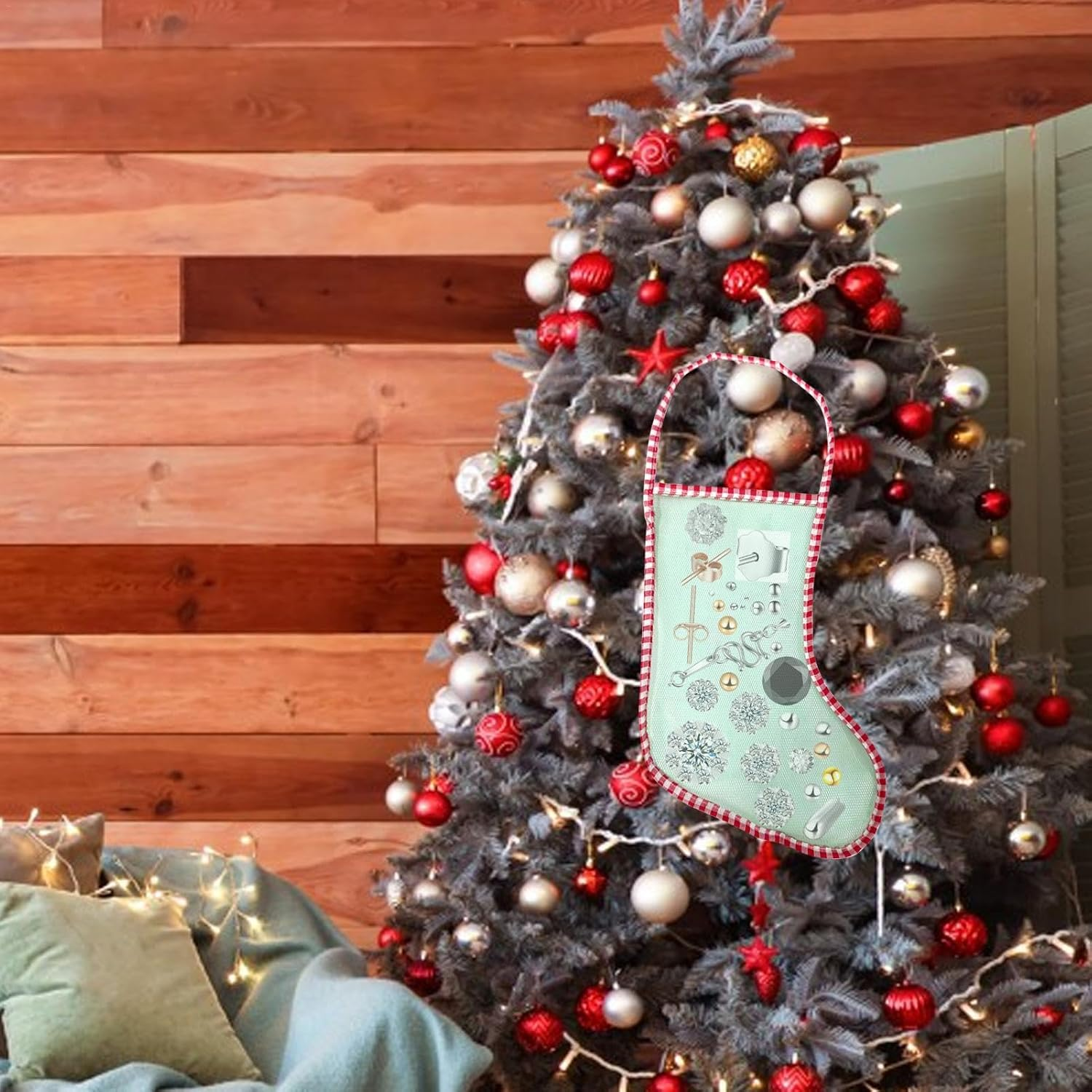 Mesh Christmas Stocking Bags | Mesh Winter Festival Stockings - Long Winter Festival Shampoo Bar Storage Pouches Tree Ornament image number 3