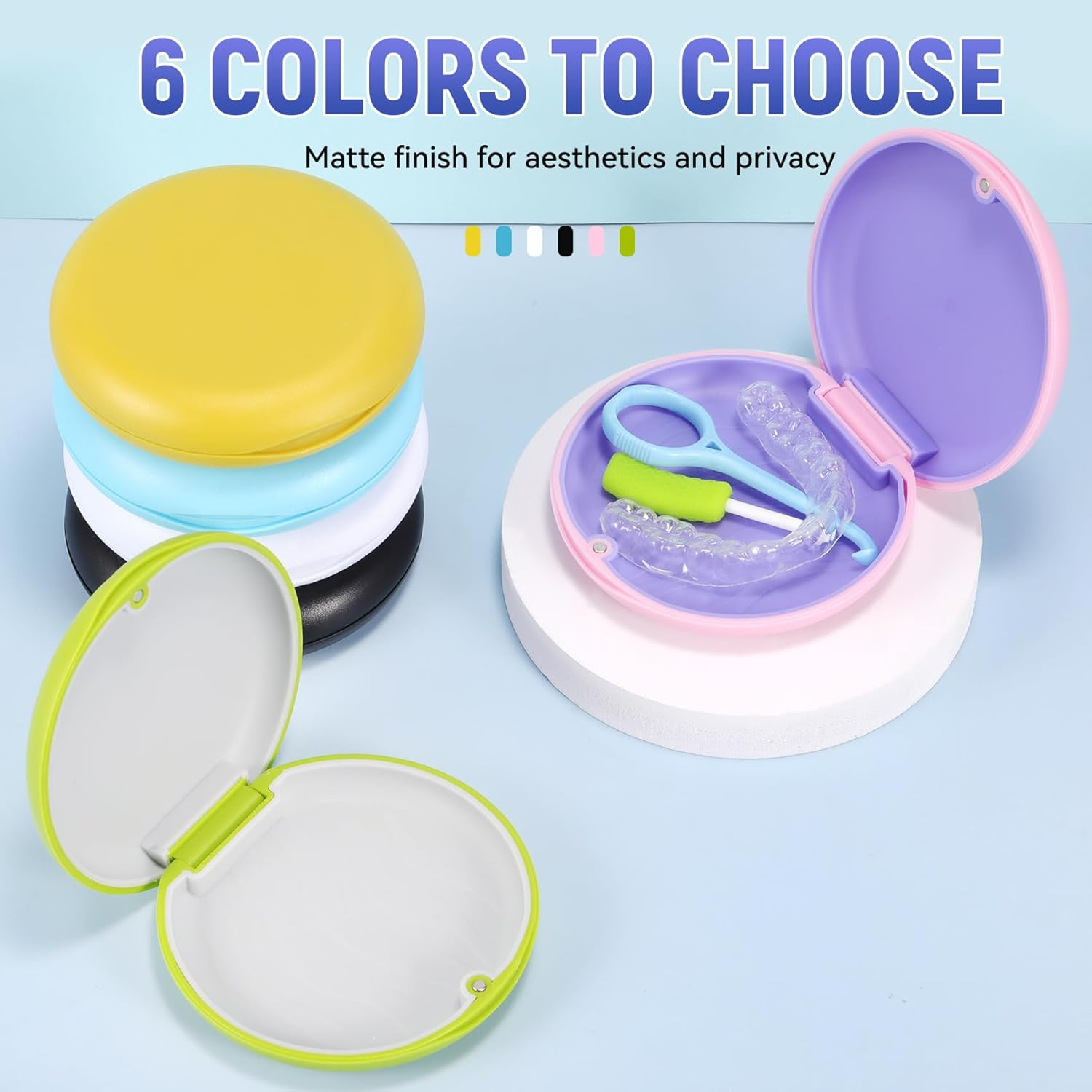 Annhua Retainer Holder Case Mouthguard Case with Magnetic Closure, Denture Case Mouth Guard Holder Case Denture Box Case, Light and Compact - Green - Pink image number 5