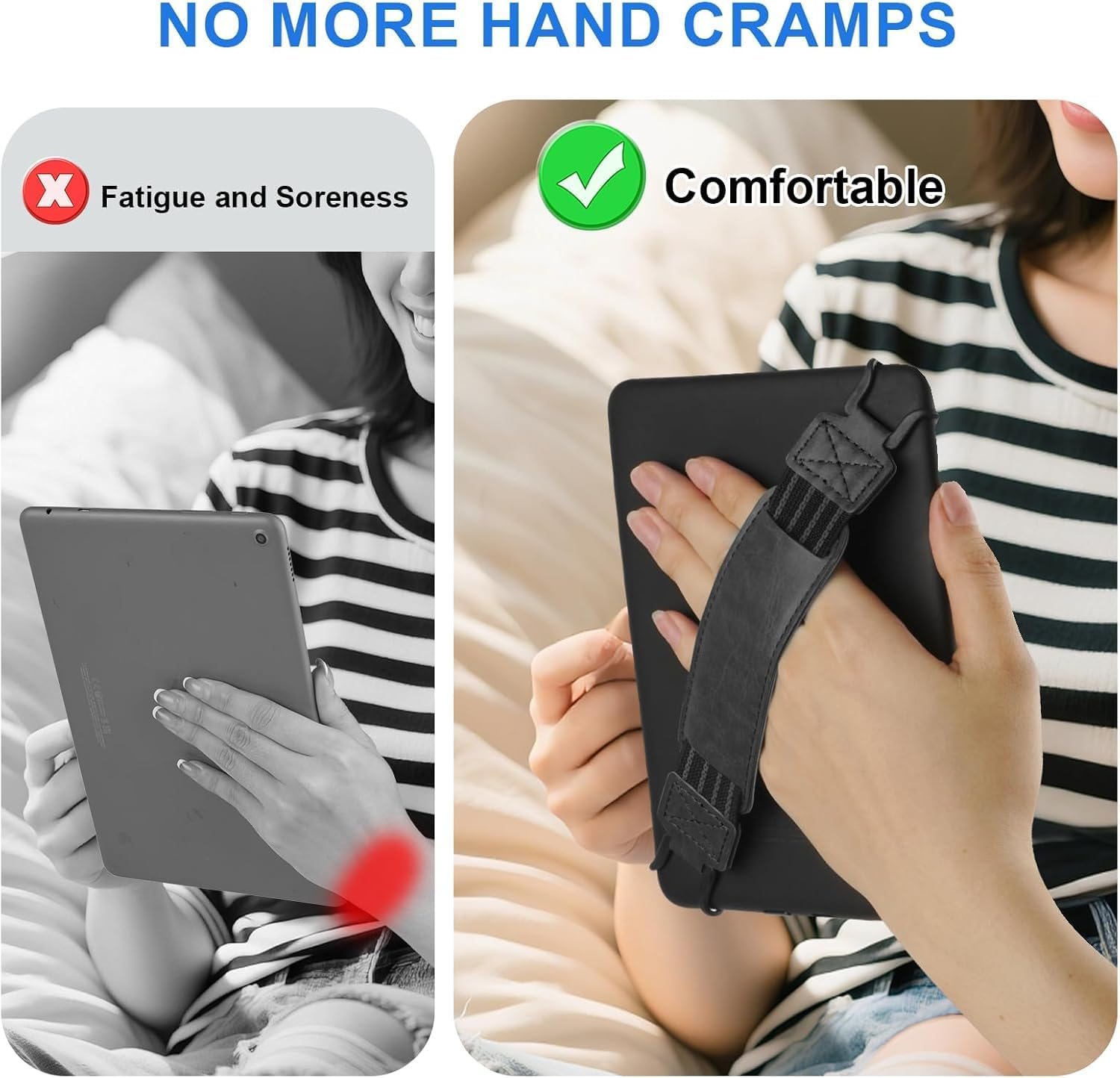 PU Leather Hand Strap Grip for 6-7 E-Readers Tablets - Anti-Slip Shockproof Back Strap | Secure One-Handed Holder for Kindle/Kobo/Ipad (Black) image number 4