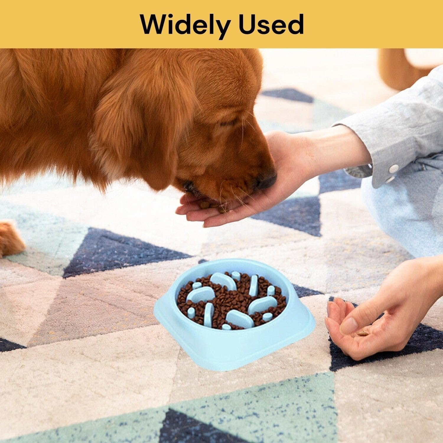 Dog Feeder Slow Eating Pet Bowl Eco-Friendly Durable Non-Toxic Preventing Choking Healthy Design Bowl for Dog Pet Non-Slip Drink Water Bowl Square Base (Light Pink) image number 3