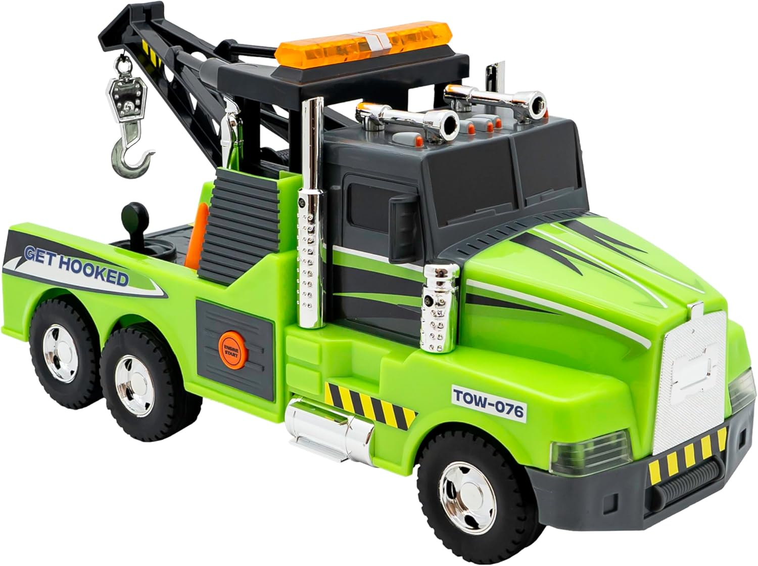 Mighty Fleet Action Drive 16" Interactive Tow Truck Toy W/Lights & Sounds, Motorized Winch, Motion Drive Action, Realistic Design & Batteries Included - Age 3+ image number 2