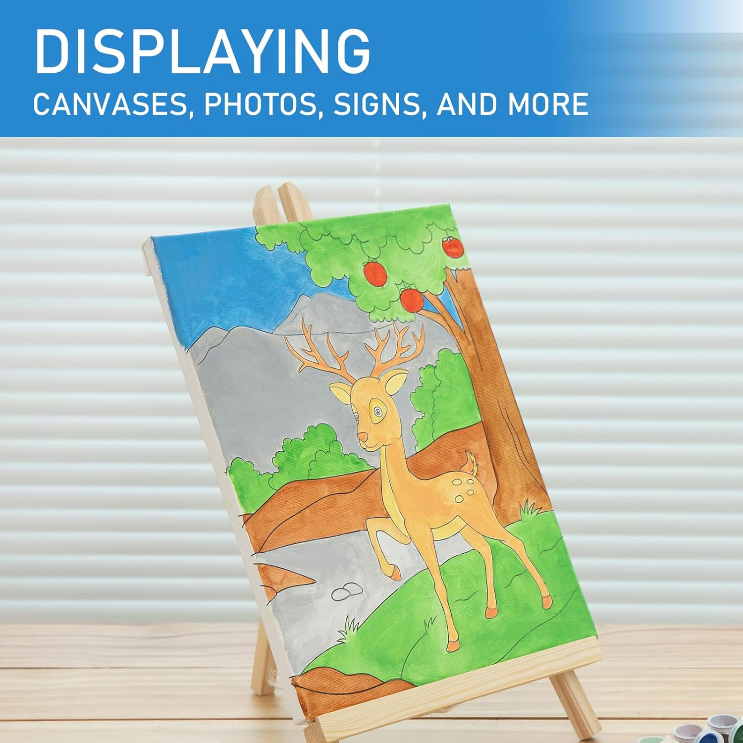 Falling in Art 16 Inch Wood Easel Stand, Tabletop Display Stand A-Frame Artist Easel for Painting Canvas, Portable Photo, Picture and Sign Holder (4 Pack) image number 6