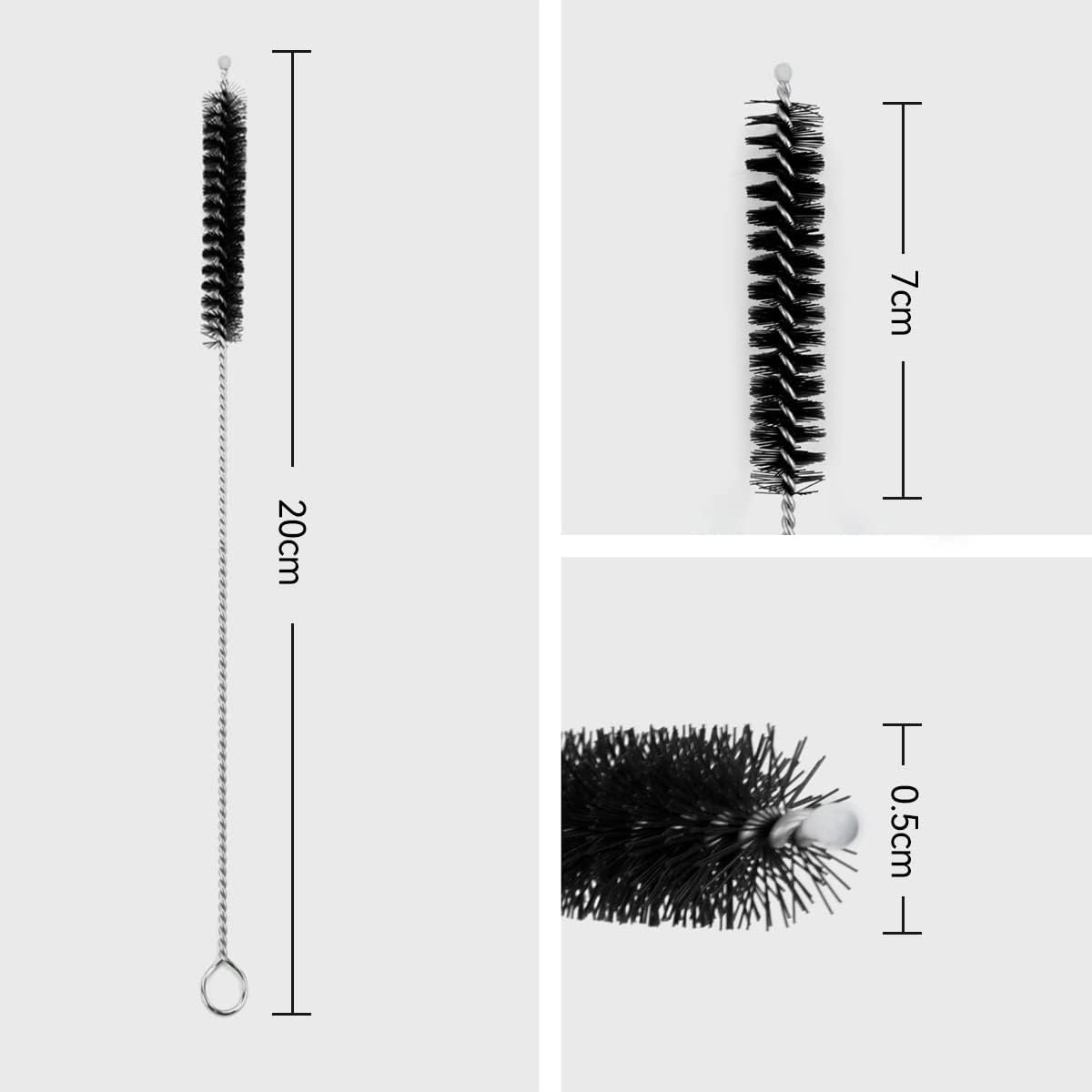 Proxima Direct 12 PCS Straw Cleaner Brush Set Bendable Straw Cleaning Brushes Kit Nylon Bristles Stainless Steel Handle to Clean Pipe Narrow Tube and Other Hard to Access Corners (Black) image number 3