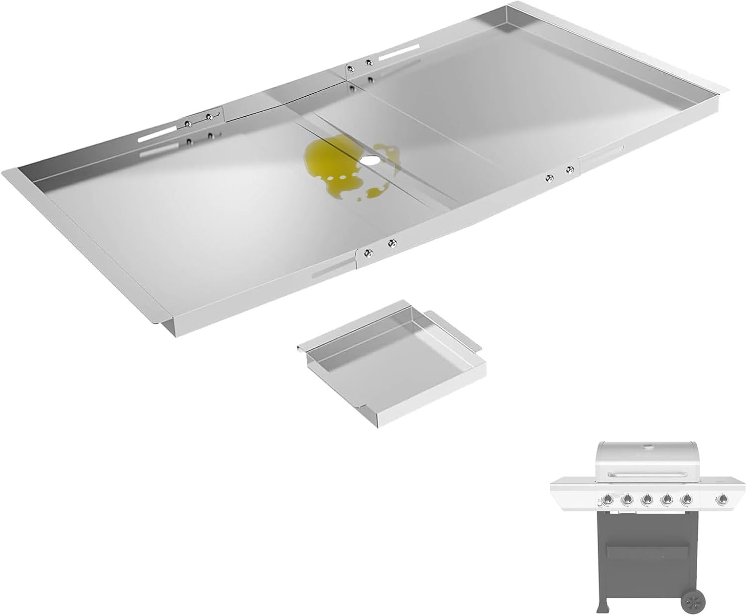 Adjustable Grease Tray with Catch Pan, Universal Drip Pan for Dyna-Glo Grills, Replacement Parts for 3/4/5 Burner Gas Grill Models, Fits Nexgrill Grills, for Expert Grill and More (Length 61 CM-76 CM) image number 2