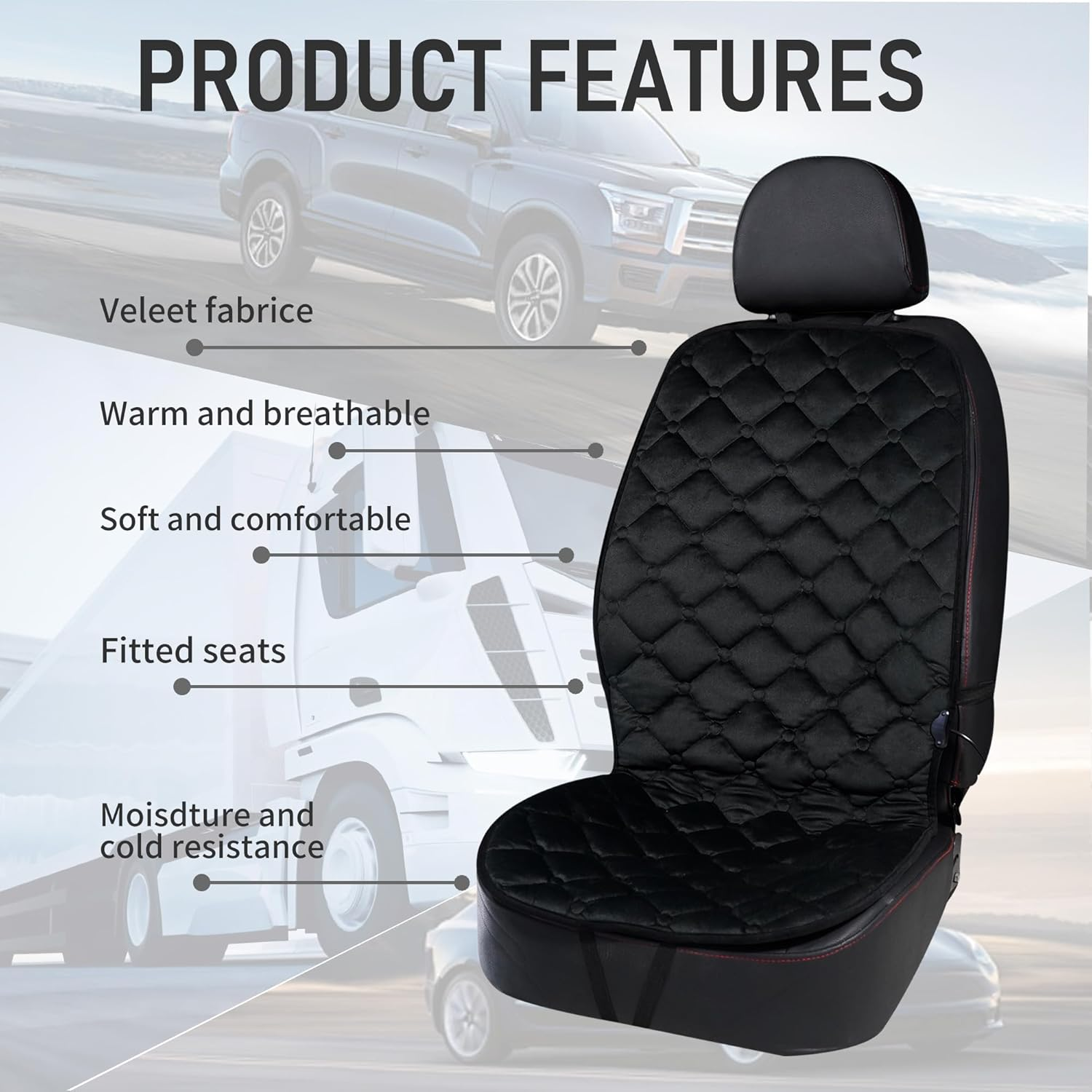 Fioqe Driver or Passenger Side Seat Cushion for Full Back-Black image number 4