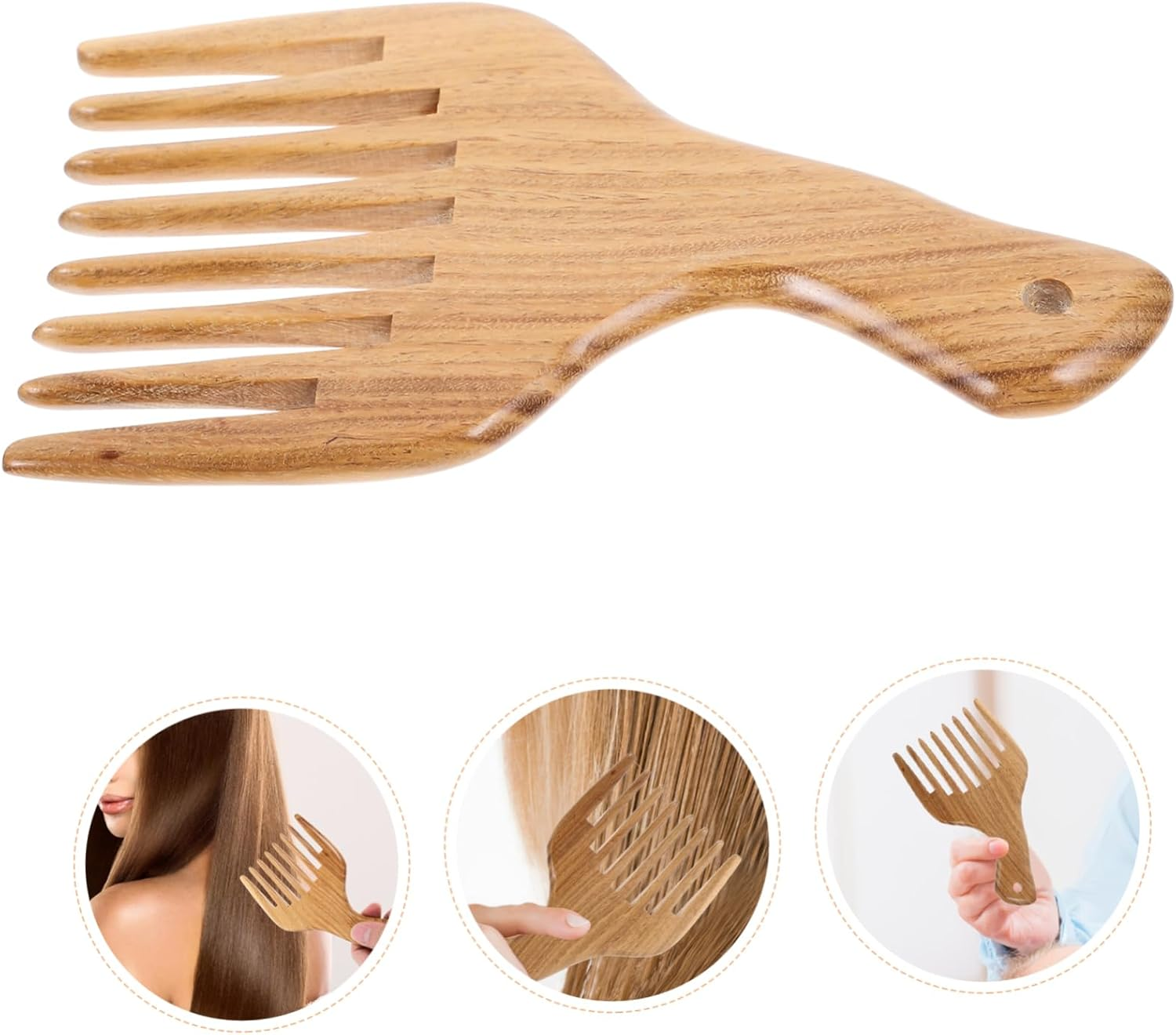 MOTHNUR Wide Tooth Sandalwood Hair Comb Natural Green Sandalwood Sturdy Detangling Comb for Curly Hair image number 2
