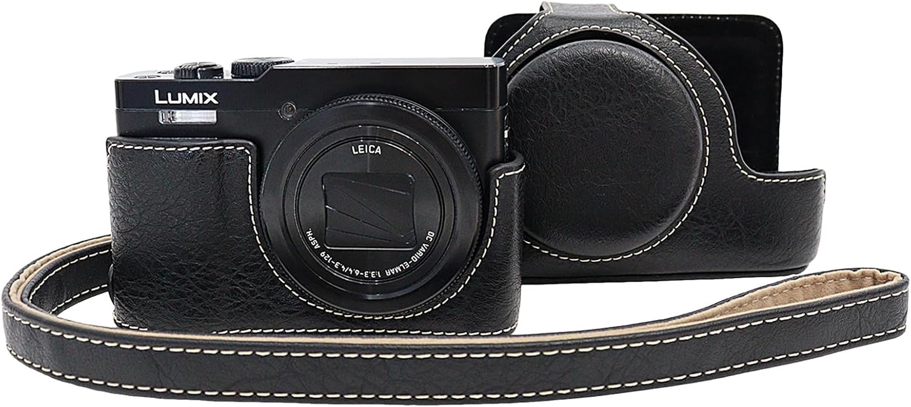 VOVMOEYA for Panasonic Lumix DC-TZ99/ZS99 Case - PU Leather Scratch-Resistant Cover for Lumix TZ99/ZS99 Case, with Removable Protective Cover, Adjustable Shoulder Strap
