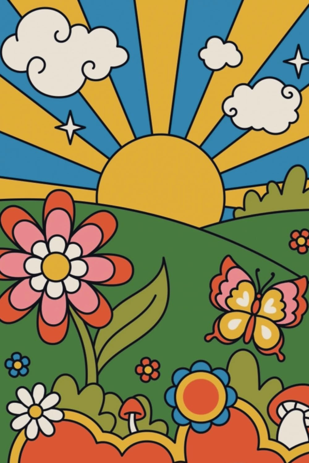 Five Year Period Tracker Journal: Cute, Fun, Discreet Period Tracker for Tweens, Teens, Women, Girls with Year Overview, Moon Cycles, Symptoms, Sleep Trackers and Notes. 70'S Poster Cover.