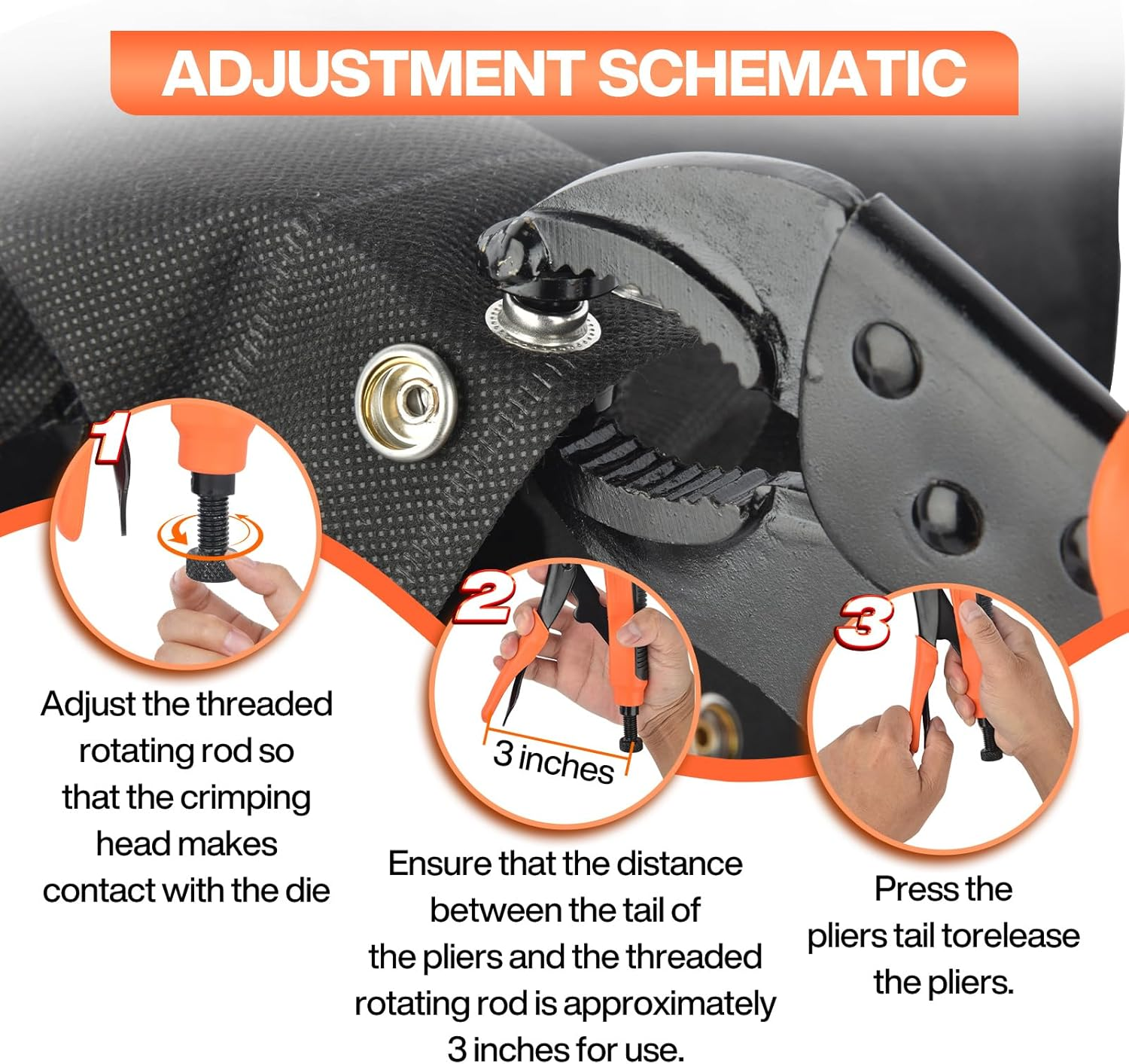 SHAVINGFUN Heavy Duty Snap Fastener Tool, Snap Pliers Tool Kit for Boat Cover Snaps,Punching Function, Snap Button Tool with Adjustable Setter,Replacing Metal Snaps, Repairing Boat Covers, Canvas, Sewing image number 6