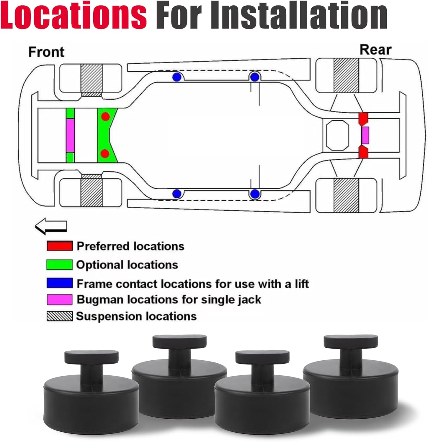 Jack Pad Jacking Lift Pad (4Pcs) Compatible with Chevy Corvette C5 C6 C7