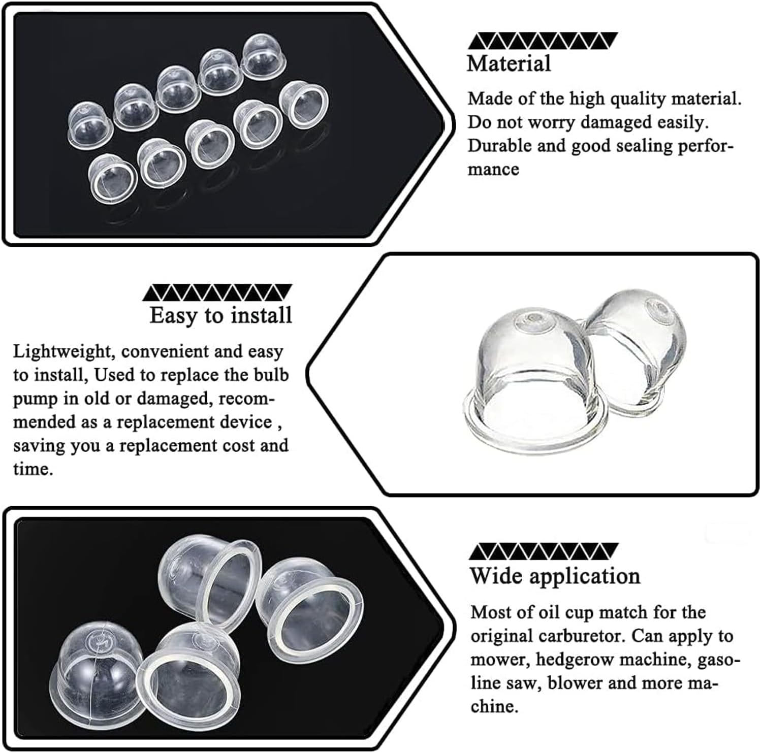 Xinghonyac 20 Pcs Primer Bulbs, Fuel Primer Bulb Pump 19Mm & 22Mm Transparent Carburetor Oil Cup, Replacement Primer Bulbs for Chainsaws, Trimmer, Blowers Cutter Lawn Mower image number 6