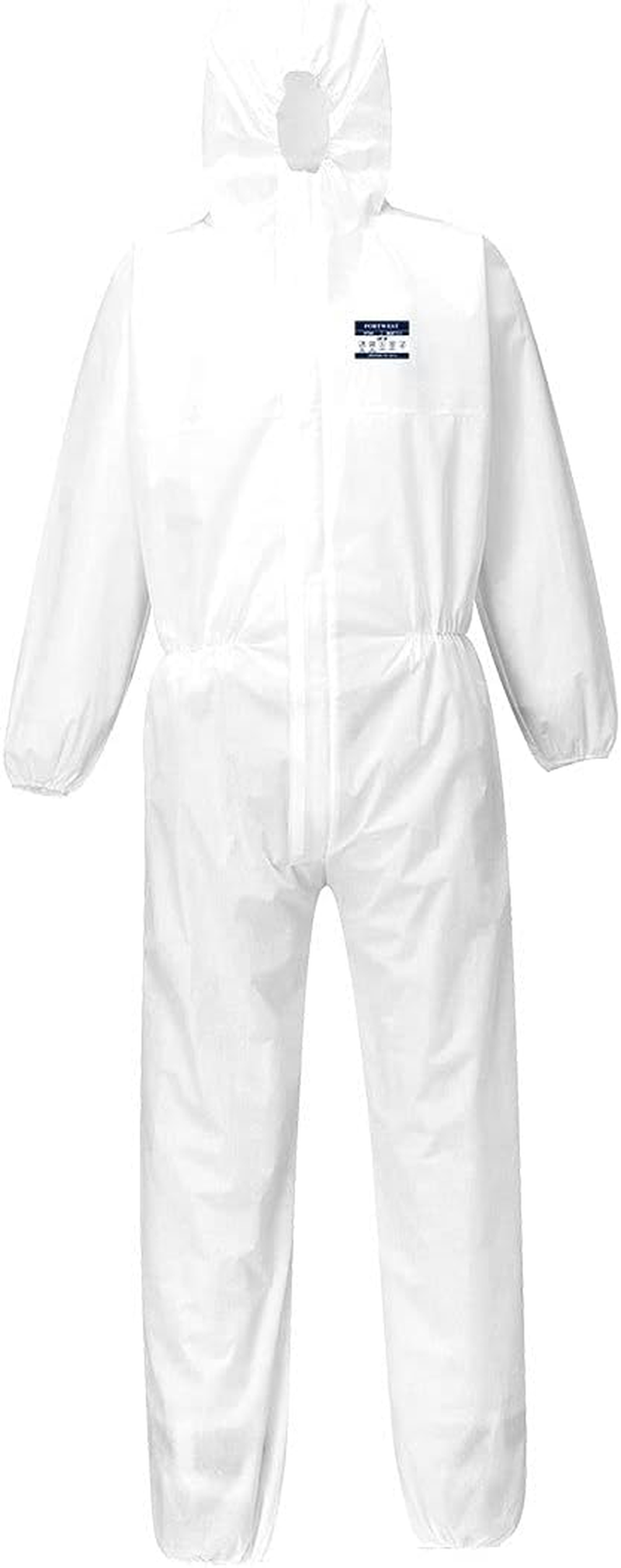 Portwest ST30 Biztex SMS Coverall Type 5/6 Breathable Lightweight Protective Suit Anti-Static Elasticated Hood & Cuffs Durable Workwear for Hazardous Environments, White, S image number 1