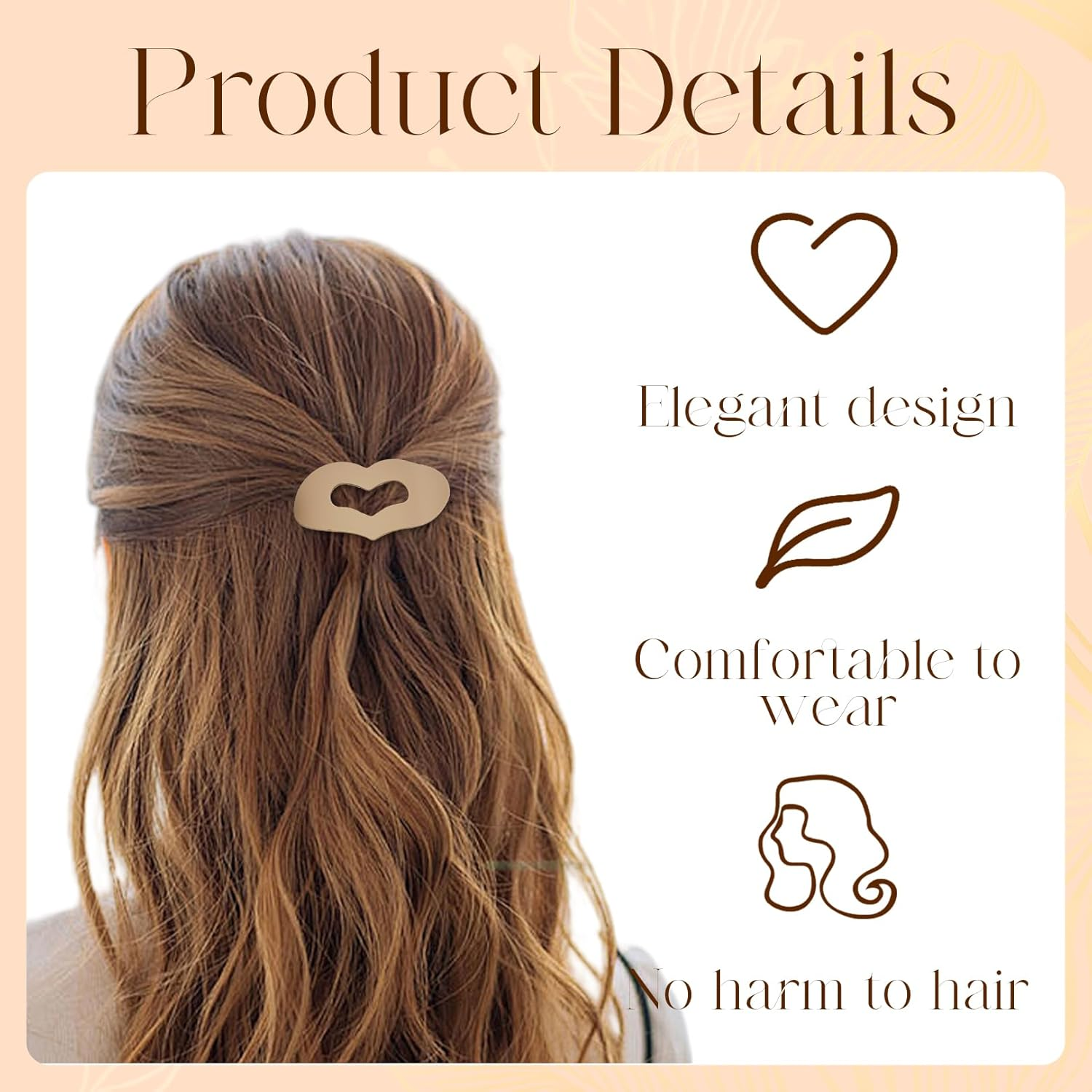 Pack of 6 Duck Beak Hair Clips, Women'S Heart Flat Hair Clips, Flat Hair Clips, Leopard Print Hair Clip, Thin Hair image number 3