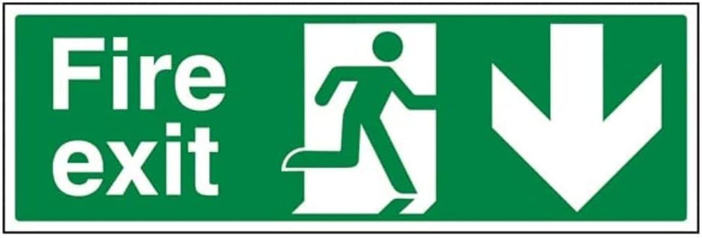 Fire Exit - Fire Exit Arrow down - 300 X 100Mm Restickable Safety Sign