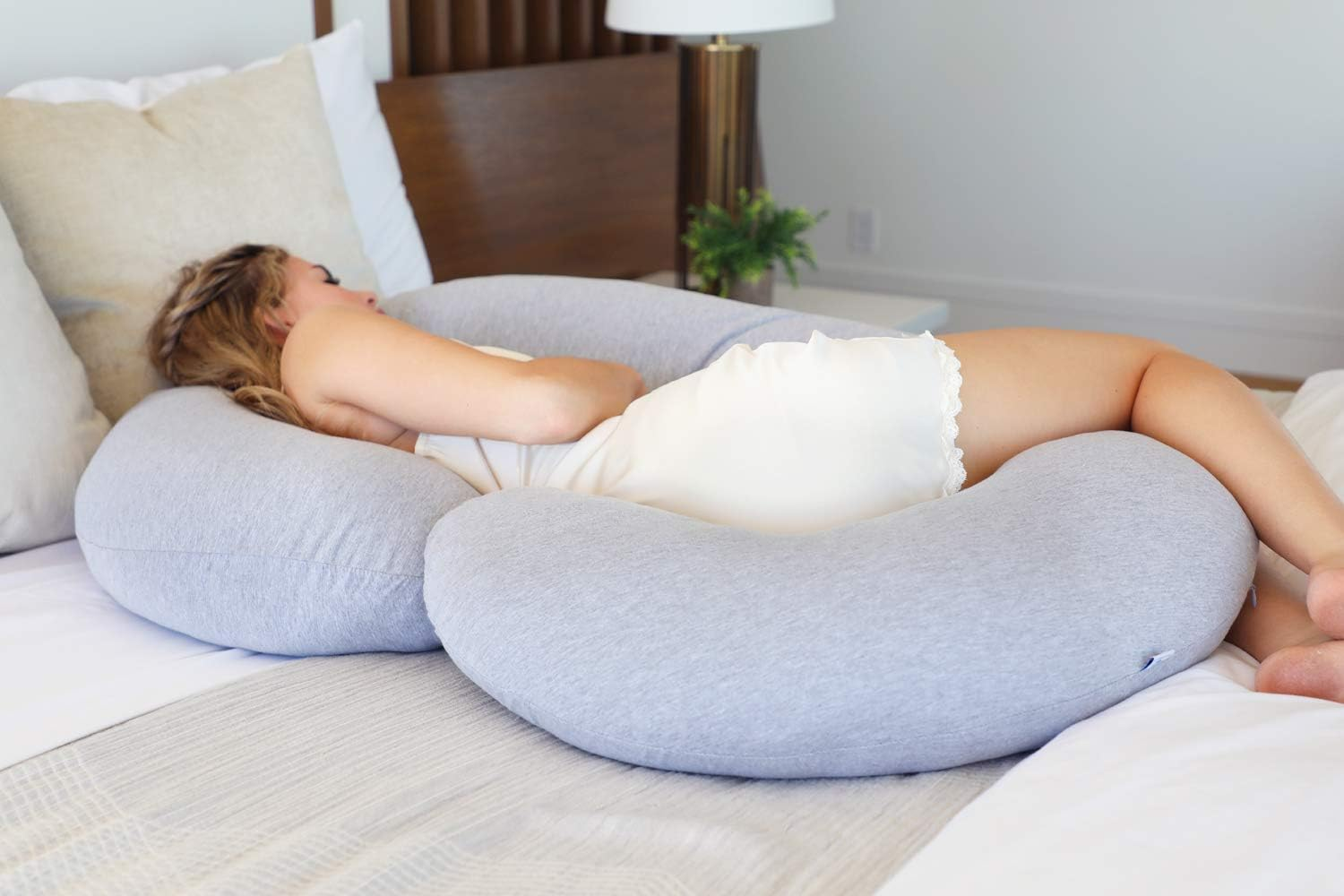 Pharmedoc Pregnancy Pillow, C-Shape Maternity Pillow (Machine Washable Jersey Cover), Pregnancy Pillow for Sleeping & Support for Back, Hips, Legs, Belly - Pregnant Gifts image number 1