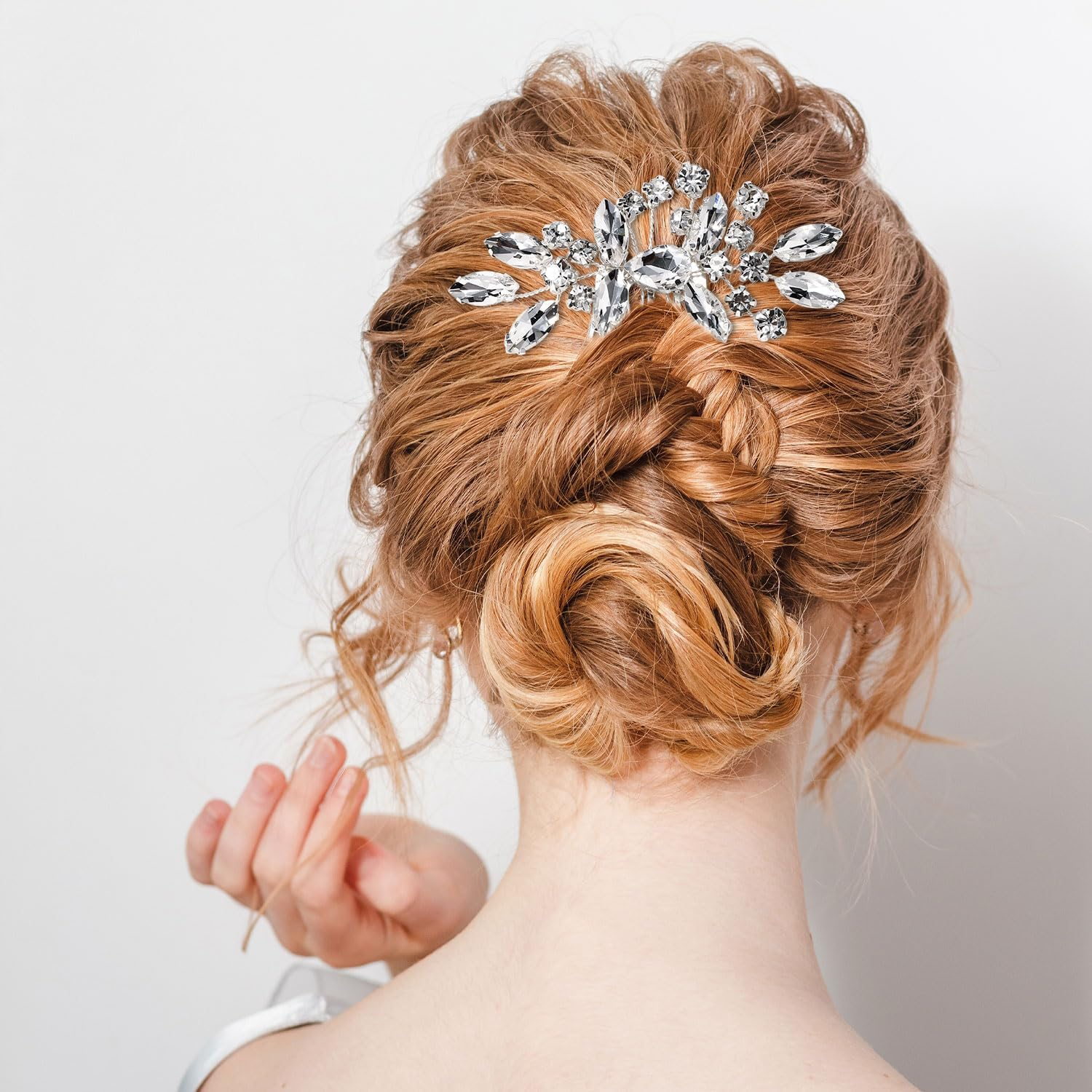 2Pcs Bridal Hair Comb, Silver Wedding Rhinestone Hair Comb Flower Crystal Hair Piece Bridal Headpieces Hair Accessories for Bride Bridesmaids Women Wedding Prom Engagement image number 3