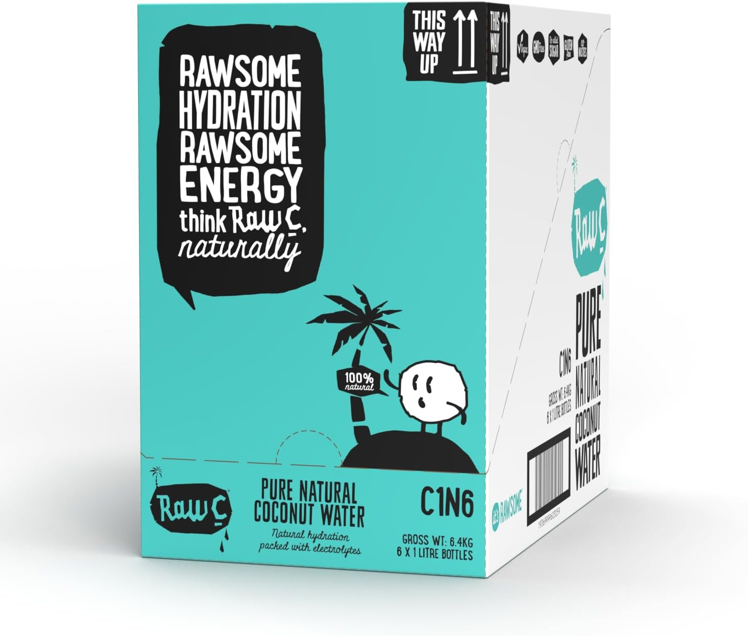 Raw C Straight up Coconut Water 1 Litre (Pack of 6) image number 1