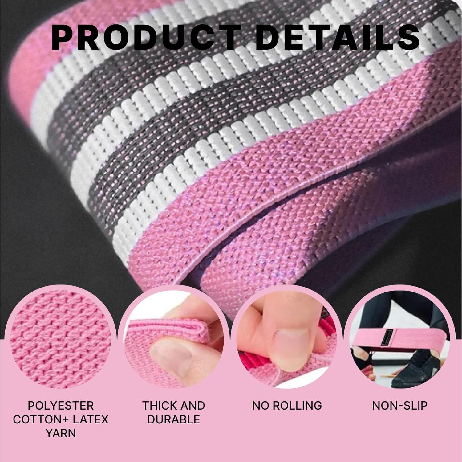 3 Pcs Fabric Resistance Bands Set, Durable Non-Slip Exercise Bands for Glutes and Booty Workouts, 3 Resistance Levels, Versatile Stretching Bands for Home Gym, Pilates, and Yoga image number 1