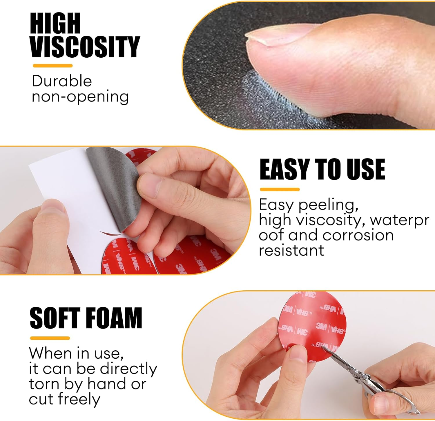 20 Pcs 3M VHB Sticky Adhesive Pads, Wall Mounts Sticky for Camera Compatible with Dash Cam & Adhesive Pad Replacement for Dashboard, 10 Squares 10 Circles 5 X 5 Cm with 1 Mini Folding Scissors image number 2