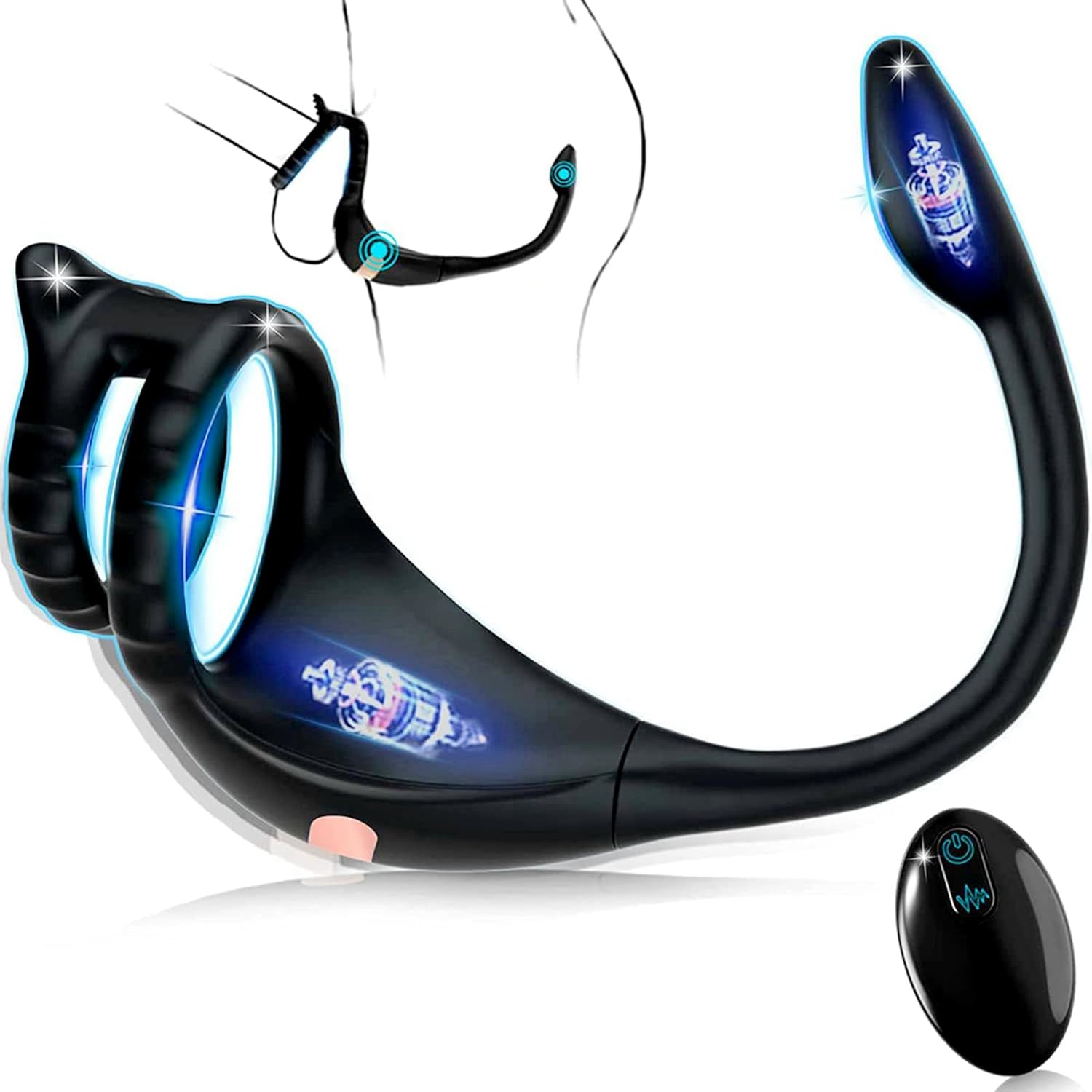 Vibrating Cock Ring Taint Stimulator, Remote Control Anal Butt Plug Prostate Massager Penis Ring Male Vibrators for Men Pleasure Sex Toys for Adult Couples image number 4