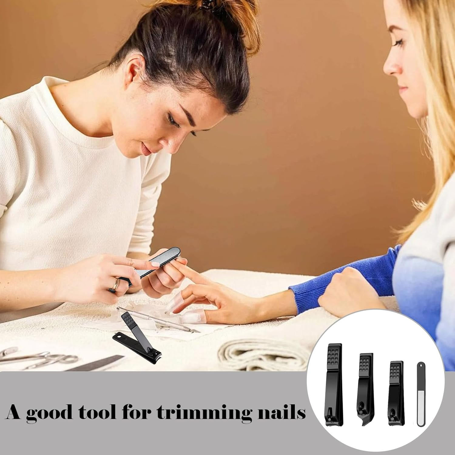 Nail Clippers, 4 Pcs Nail Cutter, Stainless Steel Nail Clipper Set with Nail File, Sharp Straight & Curved & Slant Cutting Blades & Travel Box, Ingrown Toenail Clippers Gifts for Men and Women