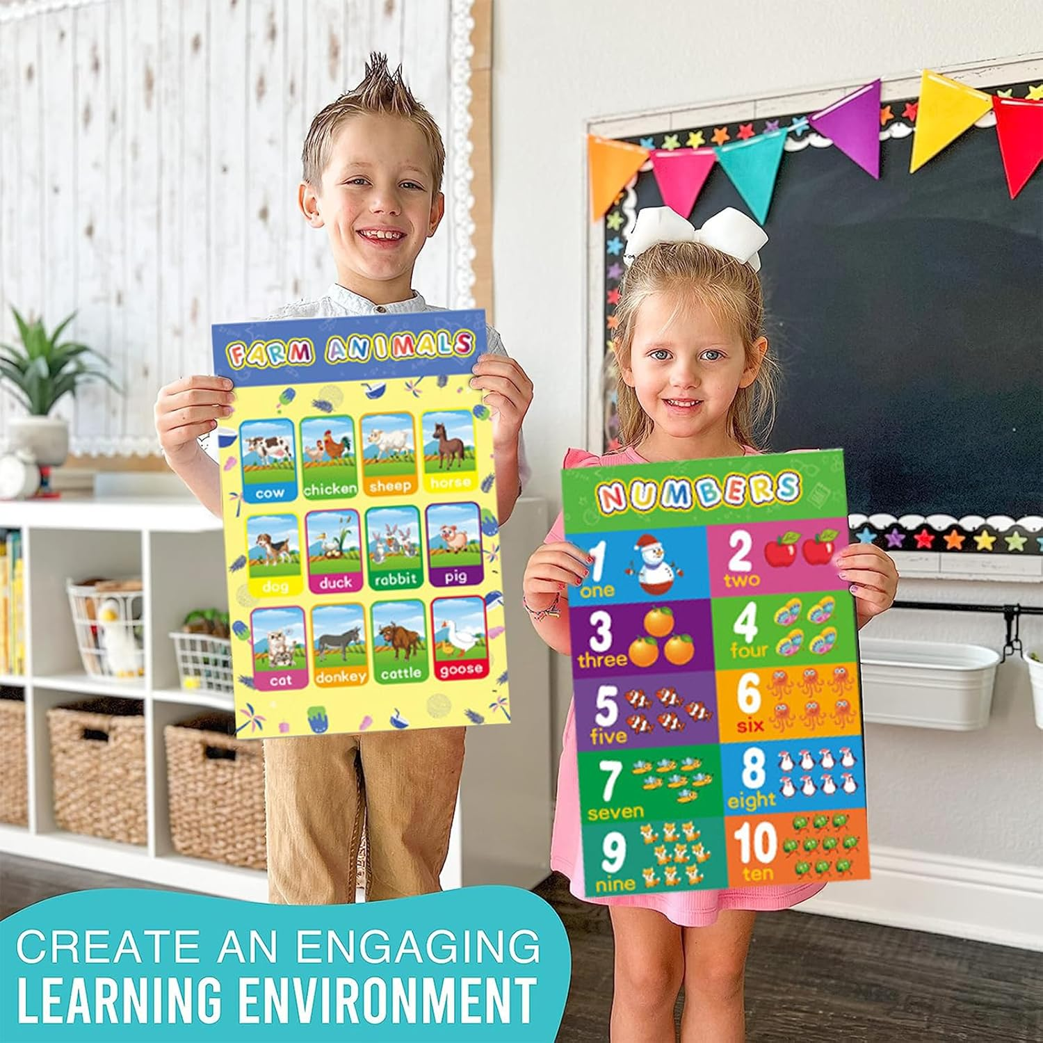 Children'S Educational Posters 16 Pcs- Preschool Learning Posters for 1-3 Year Olds, Kindergarten Homeschool Supplies, Toddler Alphabet, Classroom, Teacher image number 4