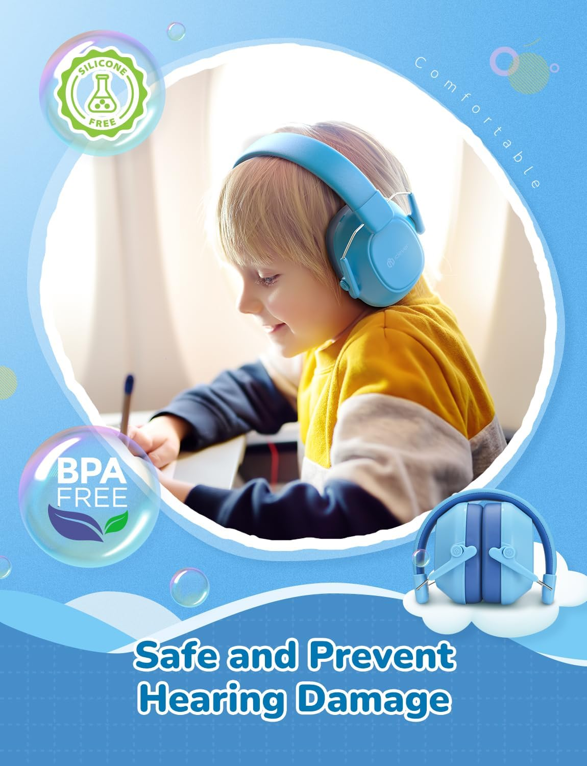 Iclever Noise Cancelling Headphones for Kids, SNR 29Db Safety Noise Reduction Ear Muffs for Autism Sensory &Concentration Aid, Ear Hearing Protection for Fireworks/Event/Monster Truck/Concert