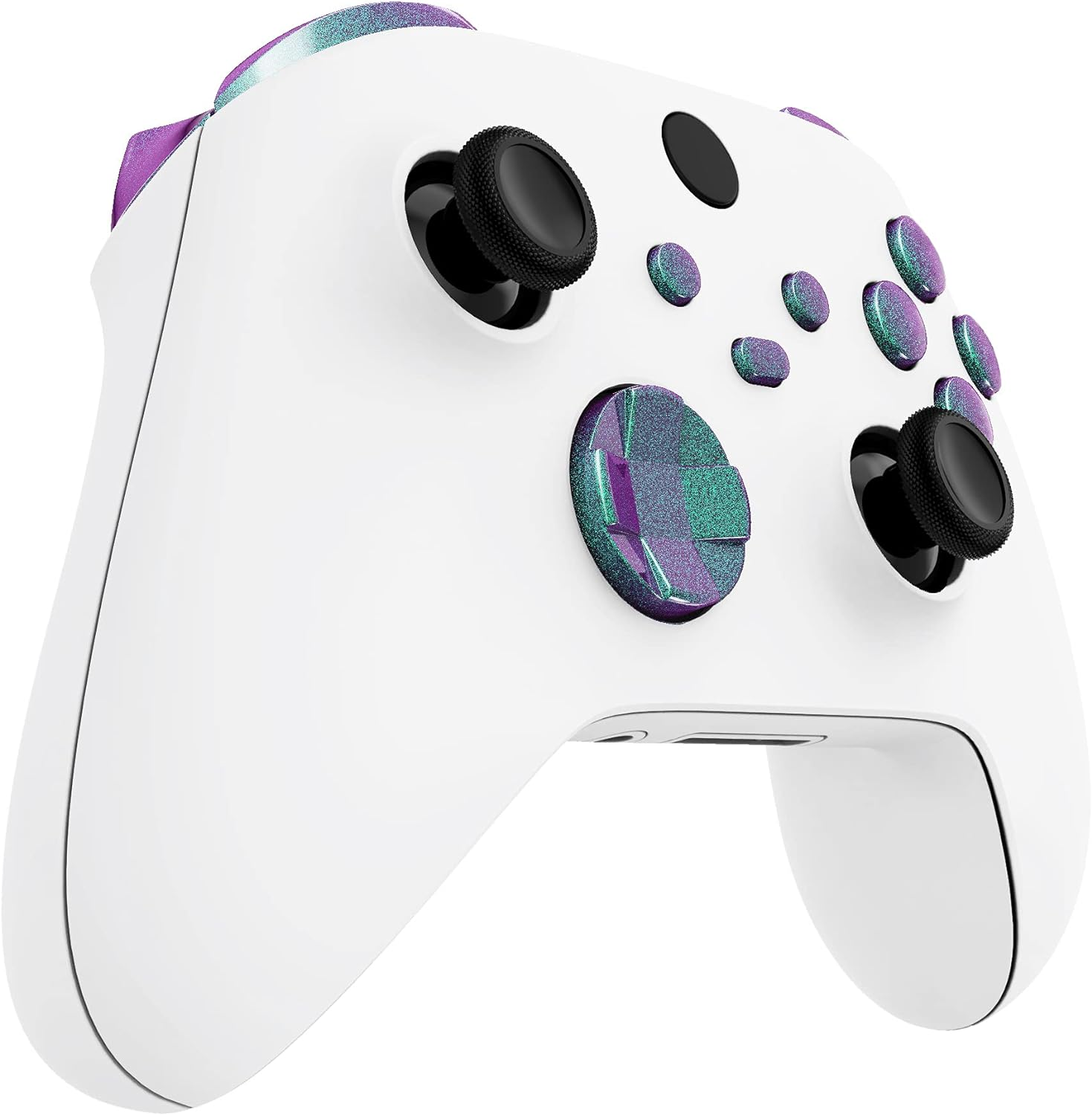 Extremerate No Letter Imprint Custom Full Set Buttons for Xbox Series X/S and Core Controller - Chameleon Green Purple Accessories, Bumpers, Triggers, Dpad, ABXY Buttons - Chameleon Green Purple image number 3