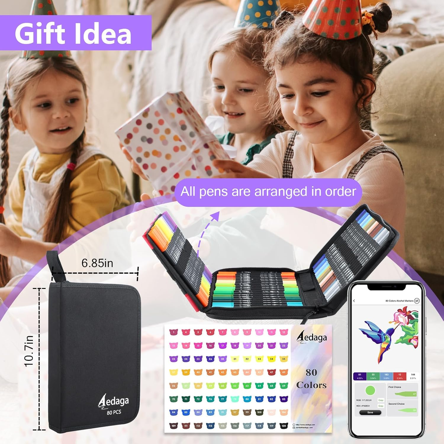 80 Colors Numbered Dual Tip Brush Pens with Free App, Colored Markers for Adults and Kids, No Bleeding Markers Set for Coloring Book, Art Supplier Fine Tip Marker Pens, Bullet Journaling - 120 Colors image number 2