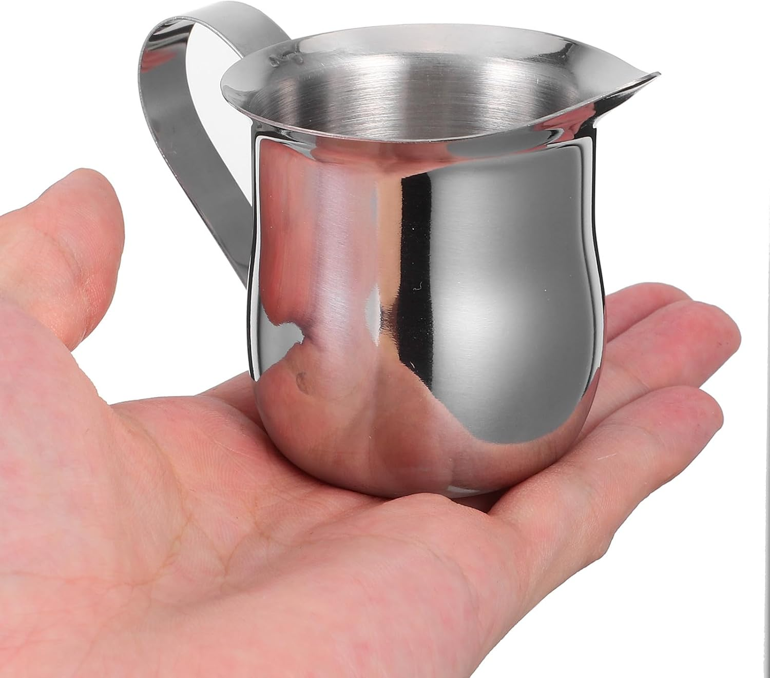 ADOCARN 2Pcs 3Oz Stainless Steel Milk Frothing Jug Set Mini Metal Coffee Pitchers for Latte Art and Espresso Steaming, Sturdy Milk Frother Accessories for Home and Caf&eacute; Use image number 1