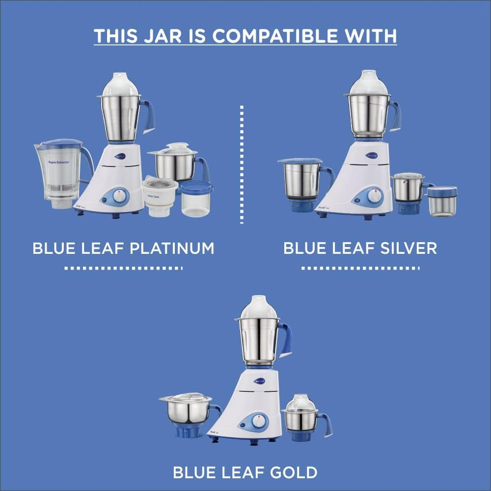 Preethi 0.4-Liter Grind N' Store Blue Leaf Chutney Jar image number 1