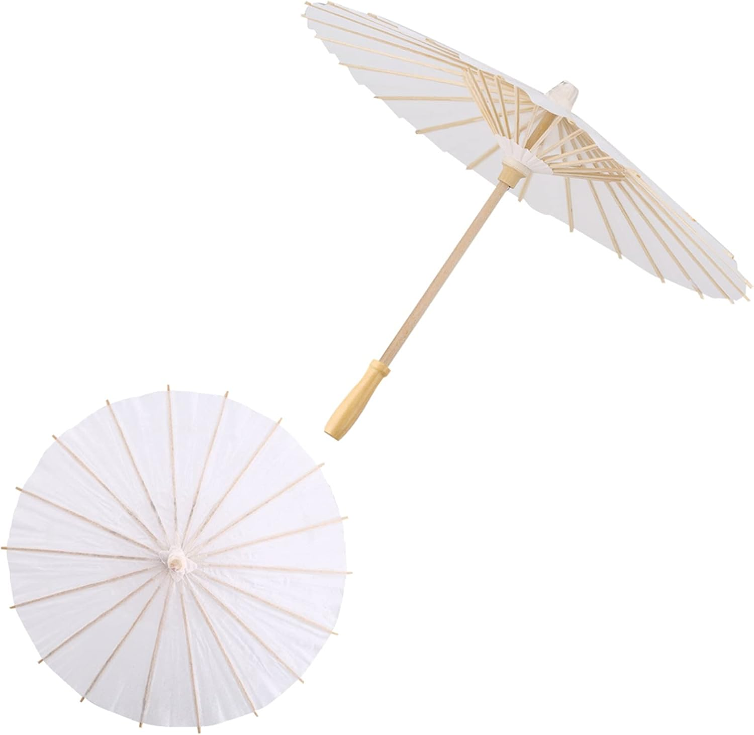 Wedding Paper Umbrella, White Parasol Paper Umbrellas, White Color Paper Decorative Umbrella Parasol Bridal Party Decor Photo Cosplay Prop for Rainbow Party Classroom Ceiling (60Cm / 23.6In) image number 5
