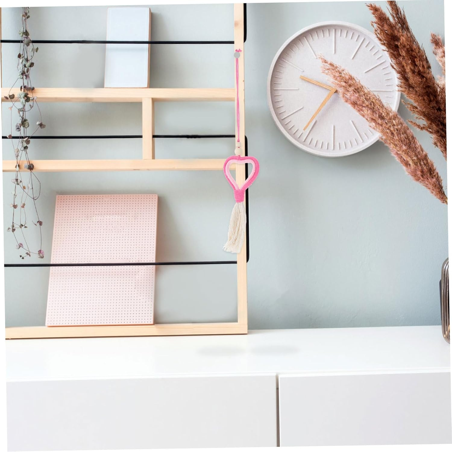 Heart Wool Felt Tassel Pendant Pink Valentine Decor Hanging Ornament for Party DIY and Romantic Home Decoration