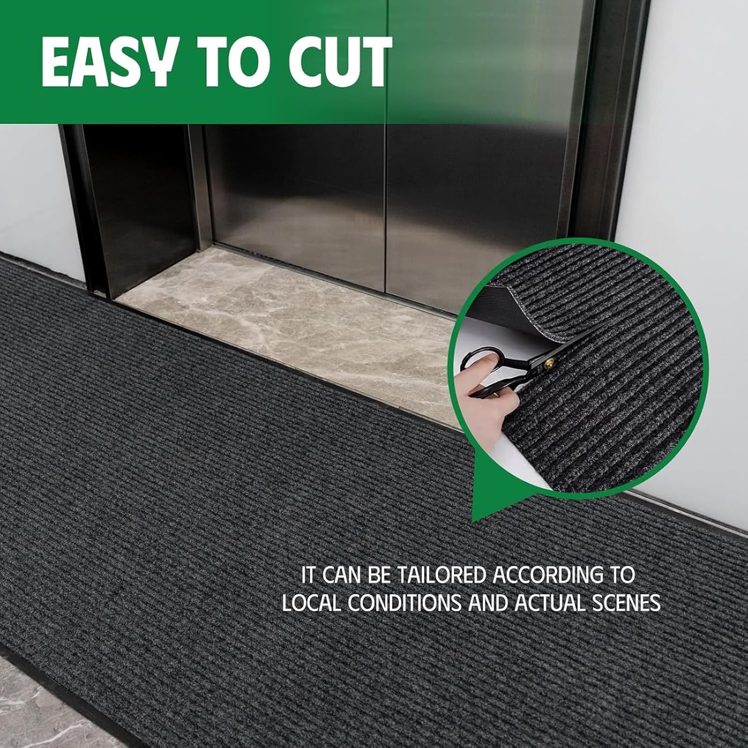 Door Mat 1 X 3M, Doormat Indoor Non-Slip Dirt Trapper, Absorbent inside Entrance Rug, Washable Low Profile Front Mats for Entryway, Muddy Shoes and Paws,Grey image number 1