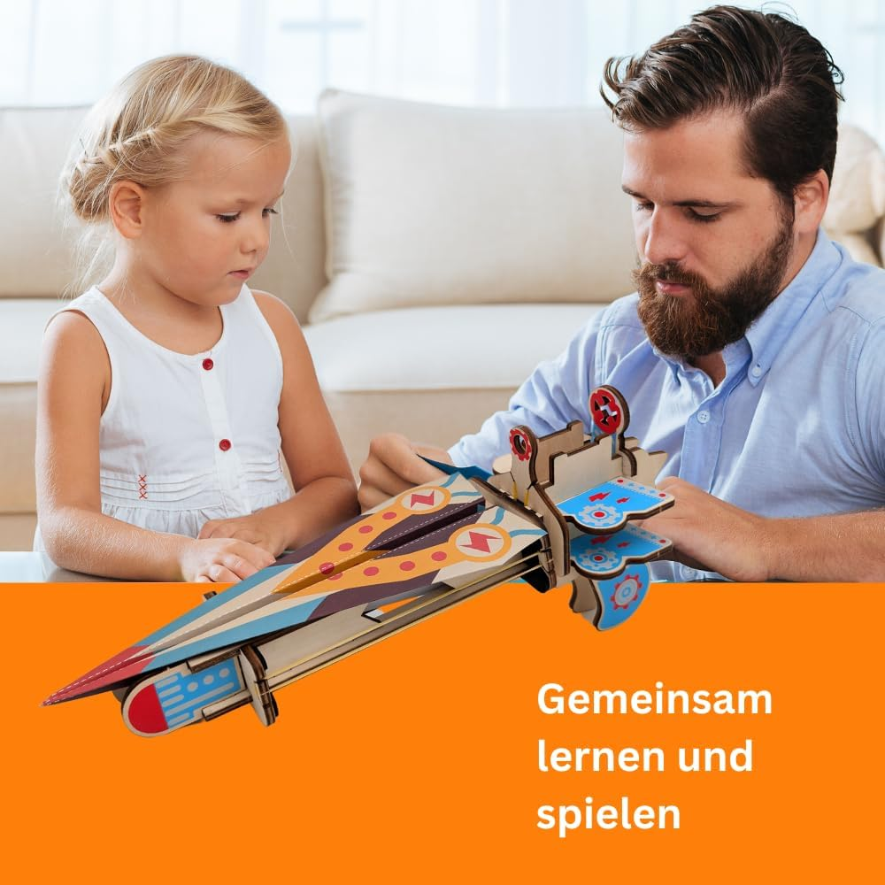 Paper Aeroplane Catapult, Wooden Construction Kit, Paper Aeroplane Educational Toy, Wooden Puzzle, for Children from 6 Years image number 3