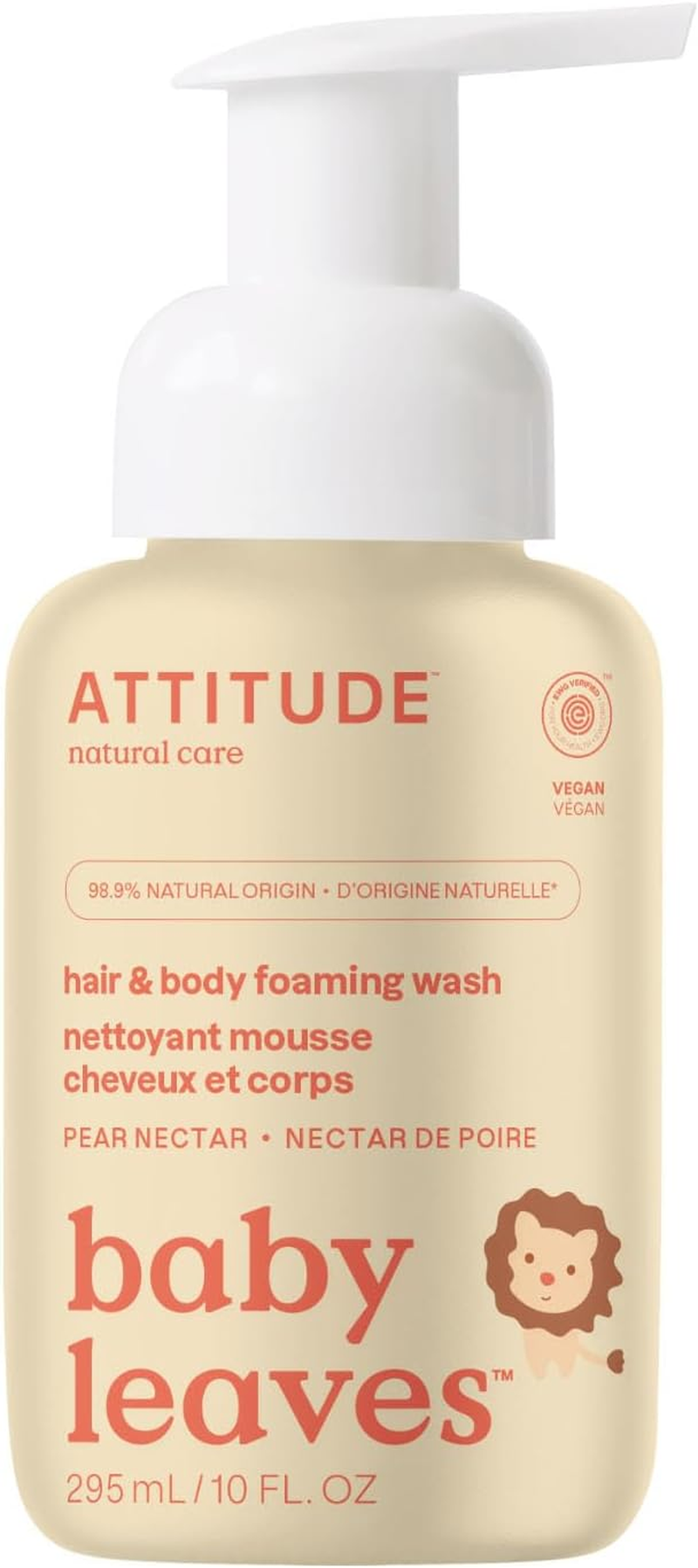 ATTITUDE Baby Leaves Science 2-In-1 Hair and Body Foaming Wash Pear Nectar 10 Fl Oz 295 Ml image number 5